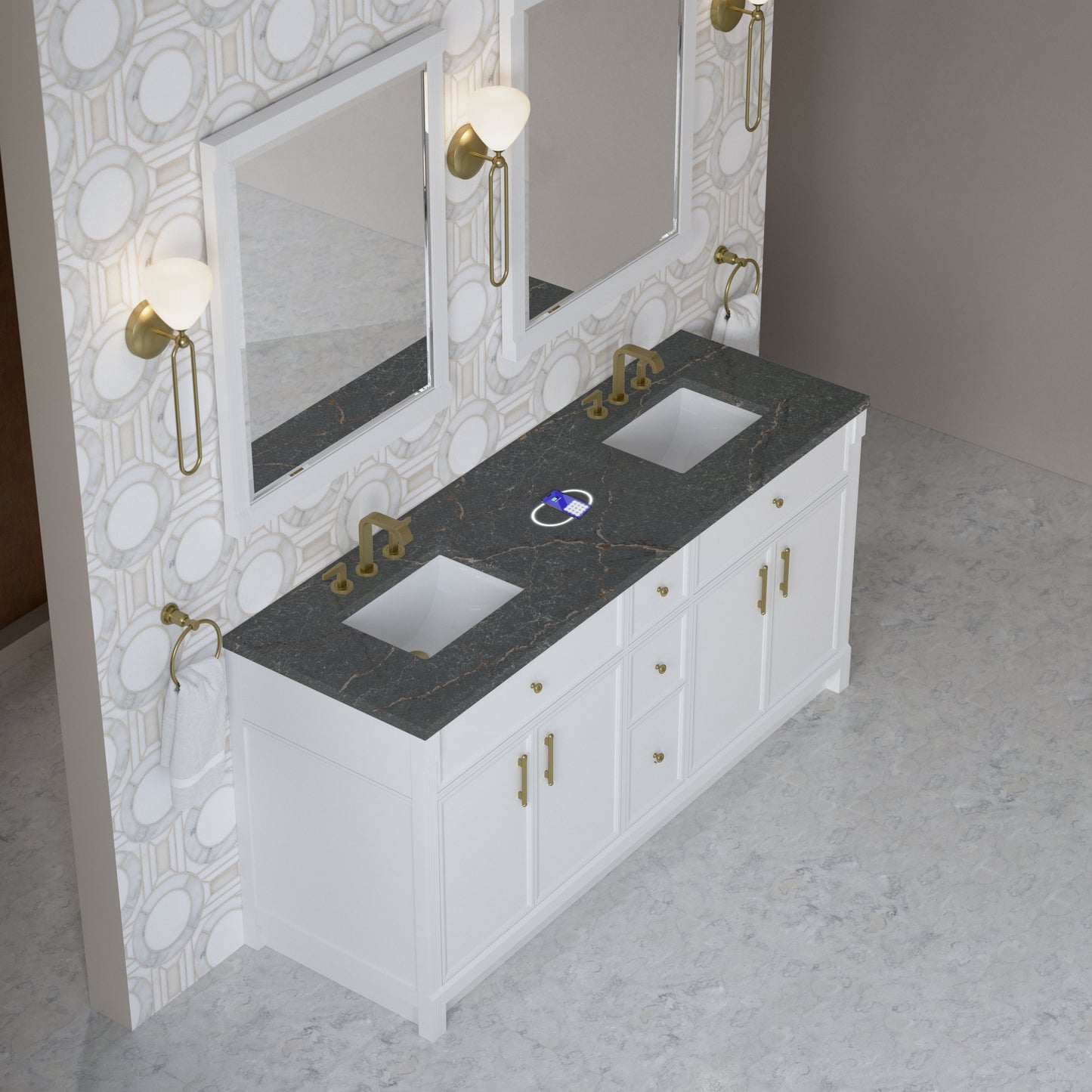 
                  
                    Bellshire 72" Double Vanity in Bright White - James Martin Vanities
                  
                
