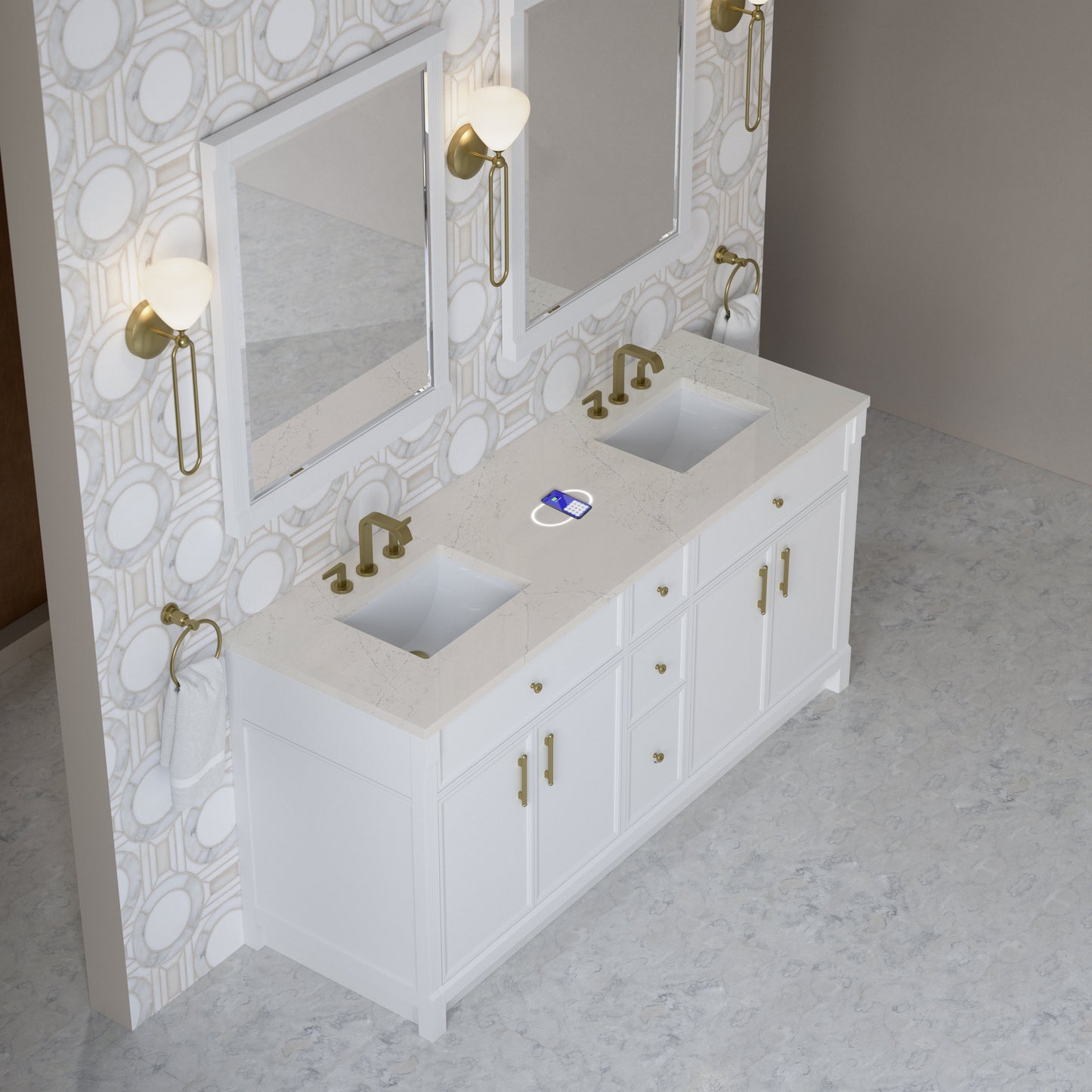
                  
                    Bellshire 72" Double Vanity in Bright White - James Martin Vanities
                  
                