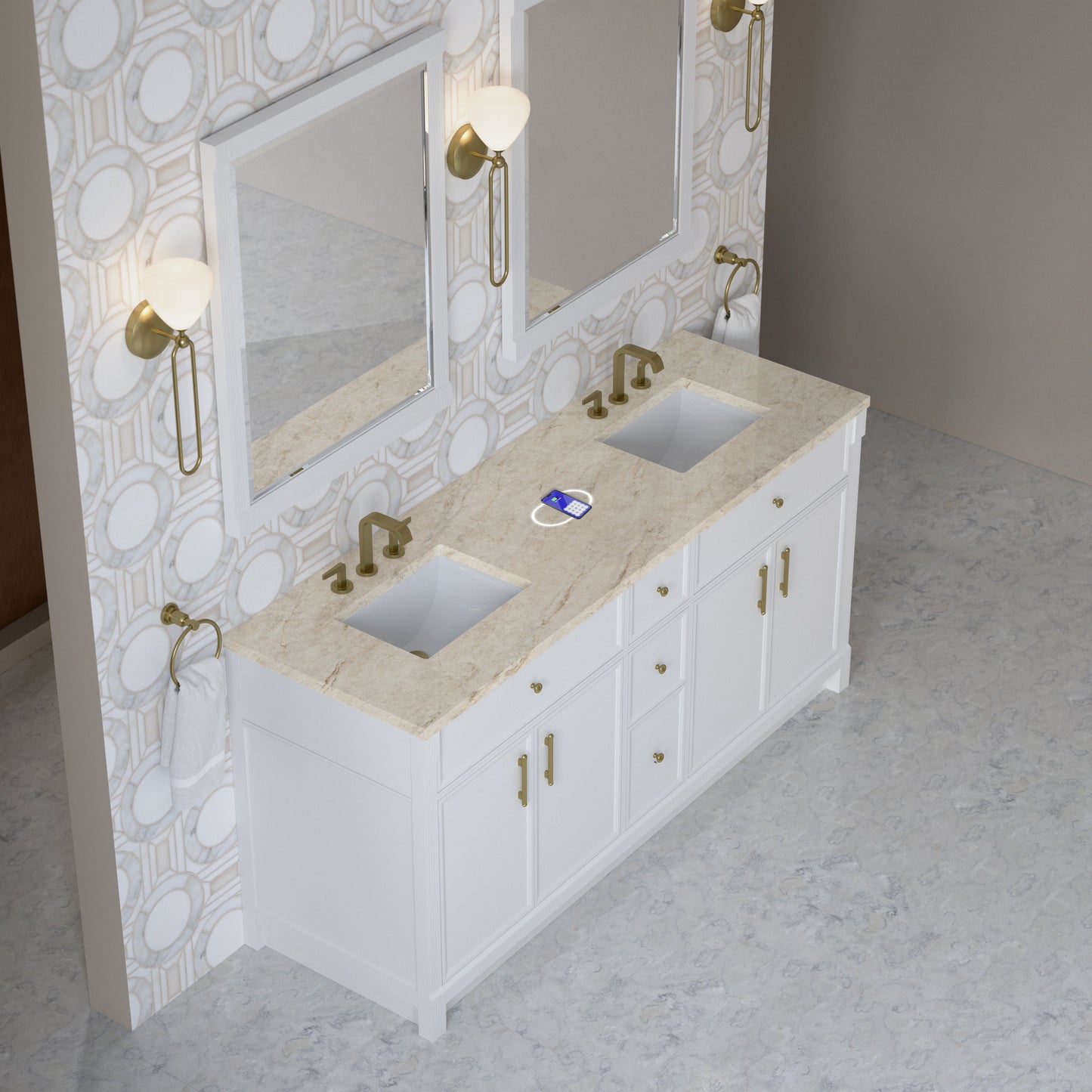 
                  
                    Bellshire 72" Double Vanity in Bright White James Martin Vanities FreePower-Enabled Tajnar Eclos 
                  
                
