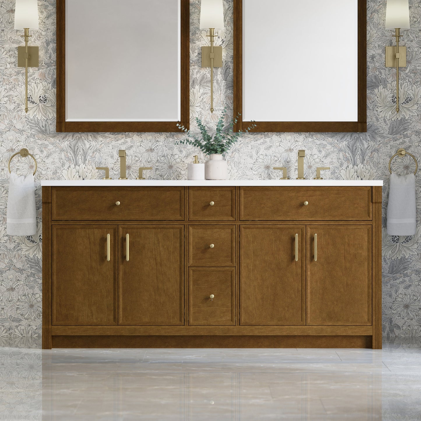 Bellshire 72" Double Vanity in Honey Oak James Martin Vanities Select Your Top 