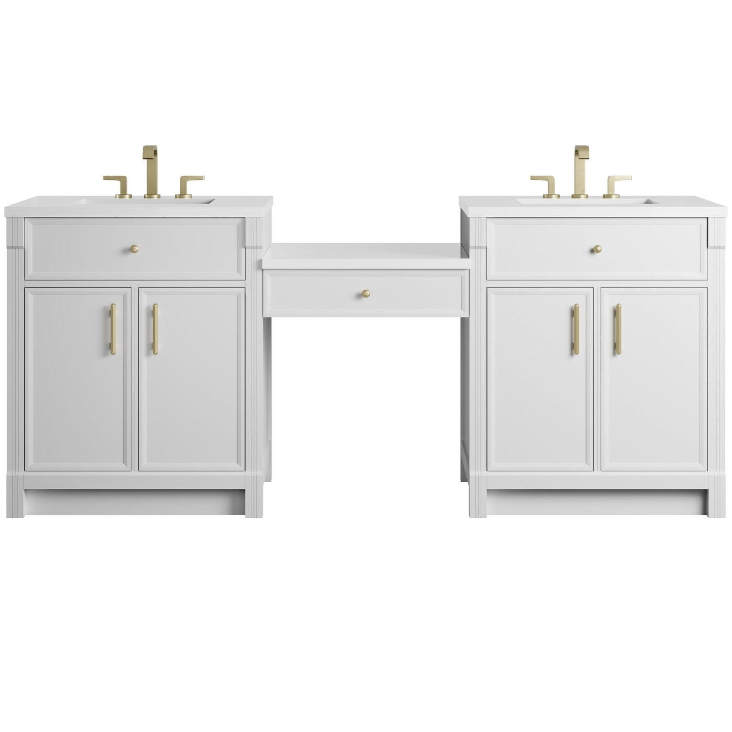 
                  
                    Bellshire 84" Dual Vanity Set with 24" Make-Up Counter in Bright White James Martin Vanities 
                  
                