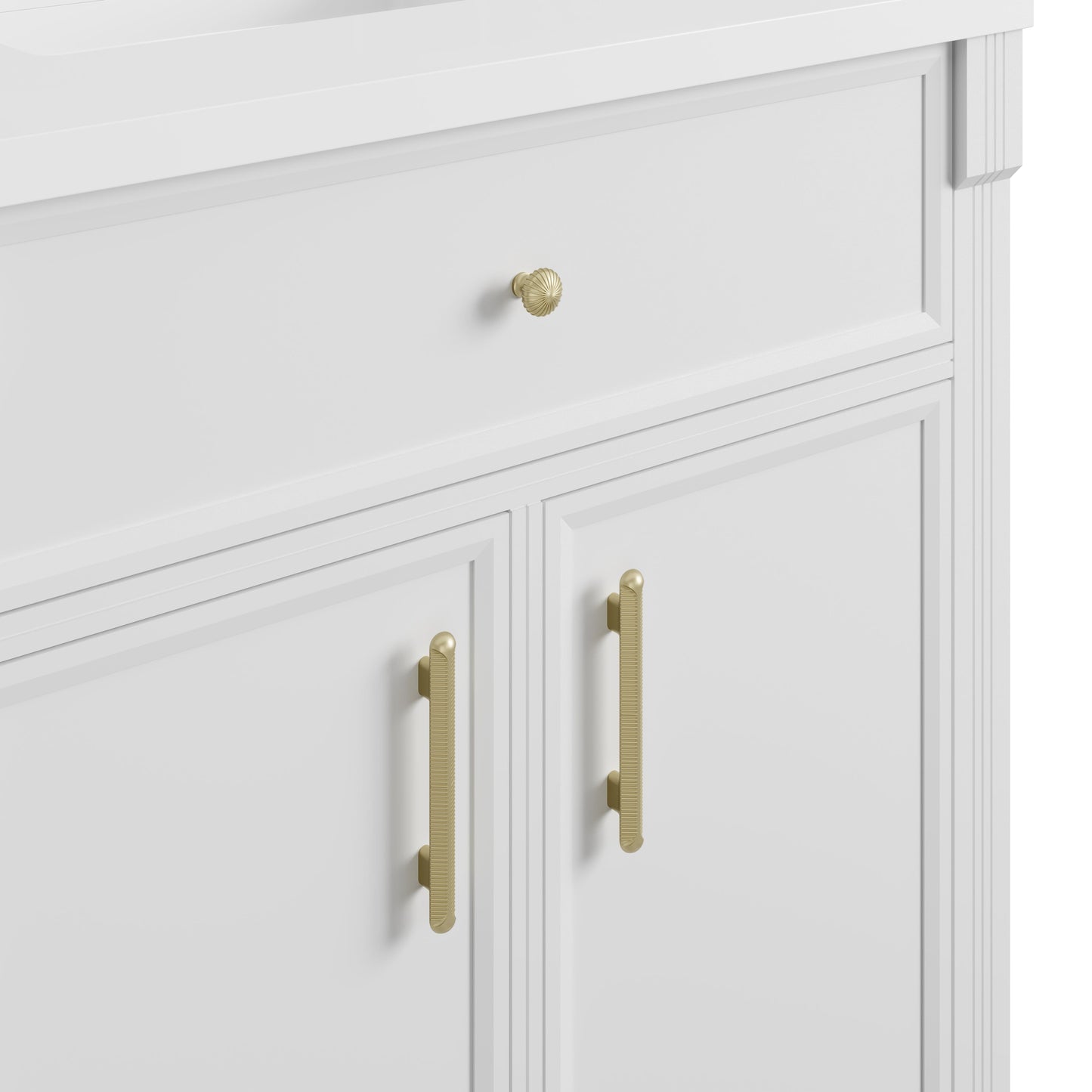 
                  
                    Bellshire 84" Dual Vanity Set with 24" Make-Up Counter in Bright White James Martin Vanities 
                  
                