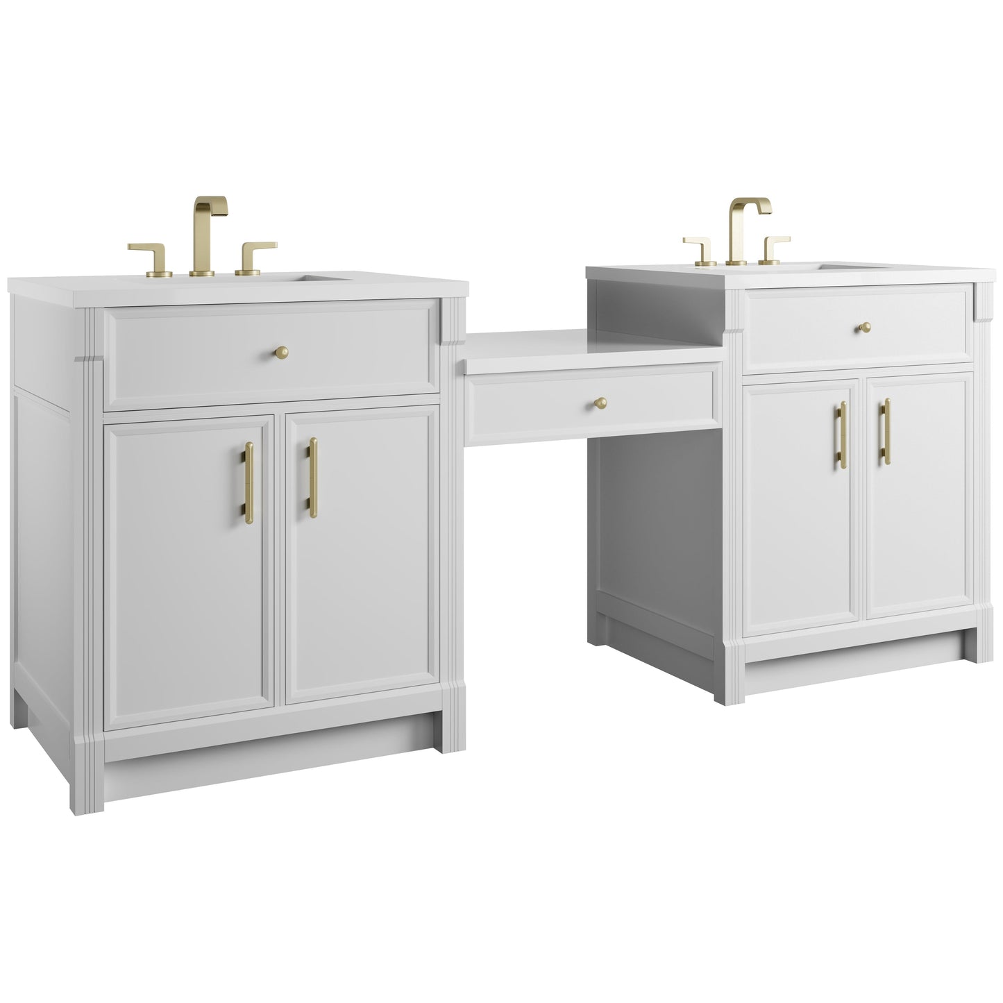 
                  
                    Bellshire 84" Dual Vanity Set with 24" Make-Up Counter in Bright White James Martin Vanities 
                  
                
