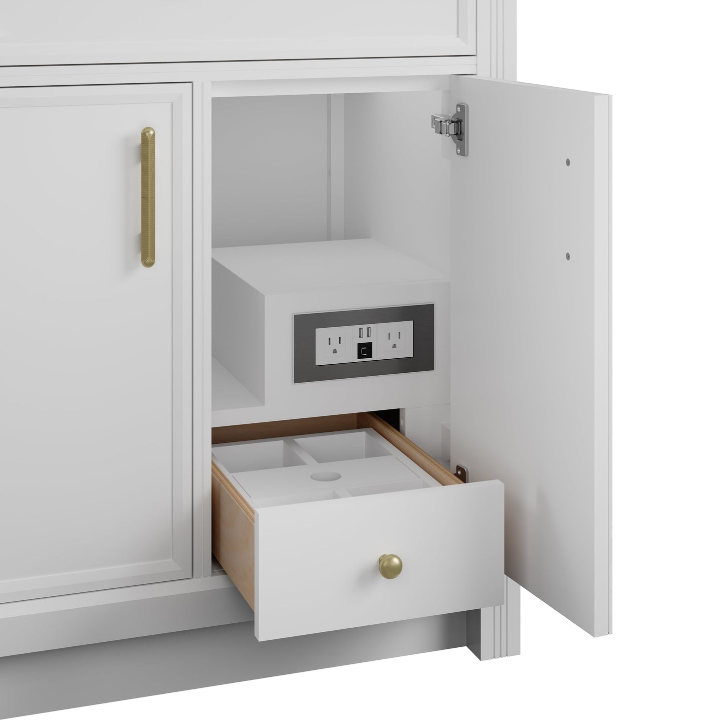 
                  
                    Bellshire 84" Dual Vanity Set with 24" Make-Up Counter in Bright White James Martin Vanities 
                  
                