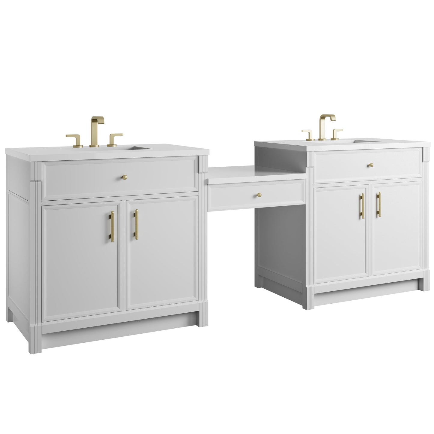 
                  
                    Bellshire 96" Dual Vanity Set with 24" Make-Up Counter in Bright White James Martin Vanities 
                  
                