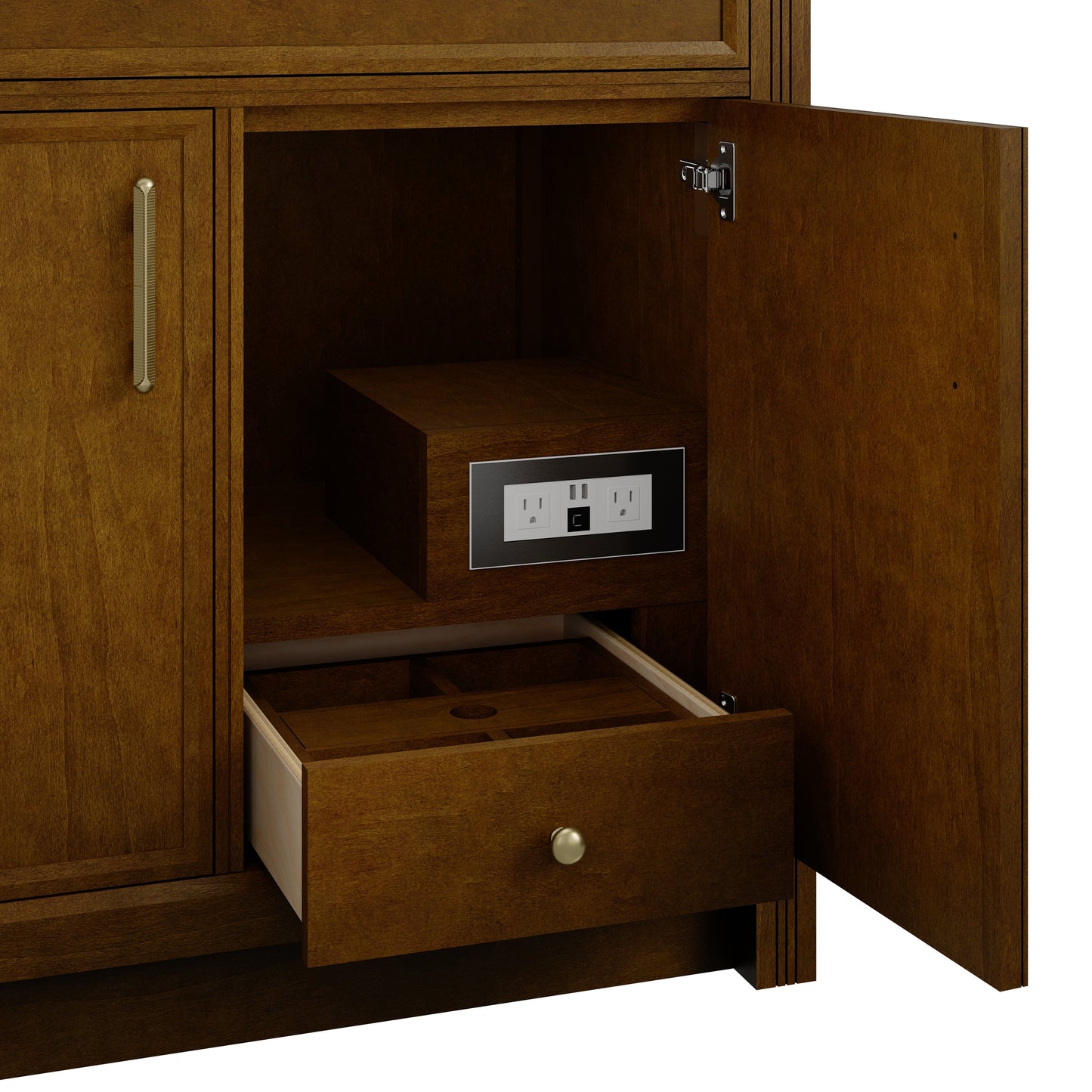 
                  
                    Bellshire 96" Dual Vanity Set with 24" Make-Up Counter in Honey Oak James Martin Vanities 
                  
                