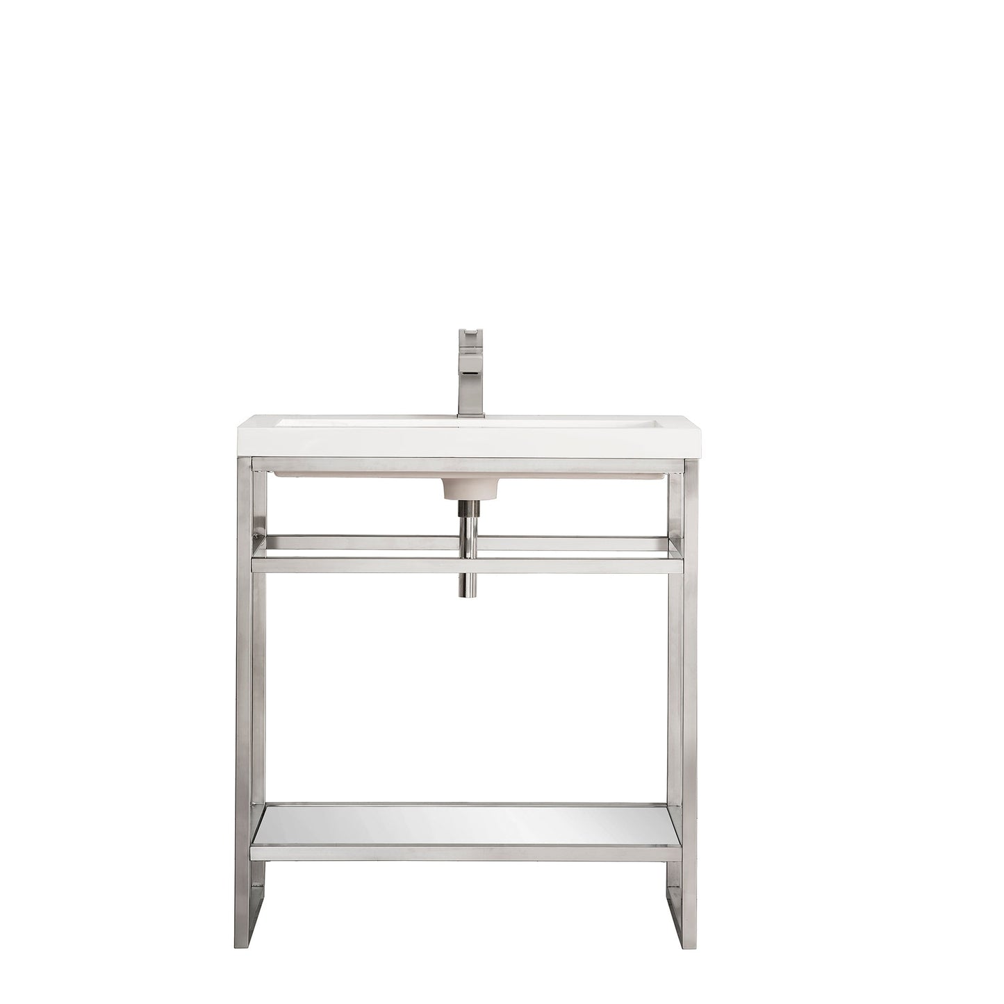 
                  
                    Boston 31.5 Stainless Steel Sink Console Single Bathroom Vanity in Satin Nickel Single Bathroom Vanity James Martin Vanities 
                  
                