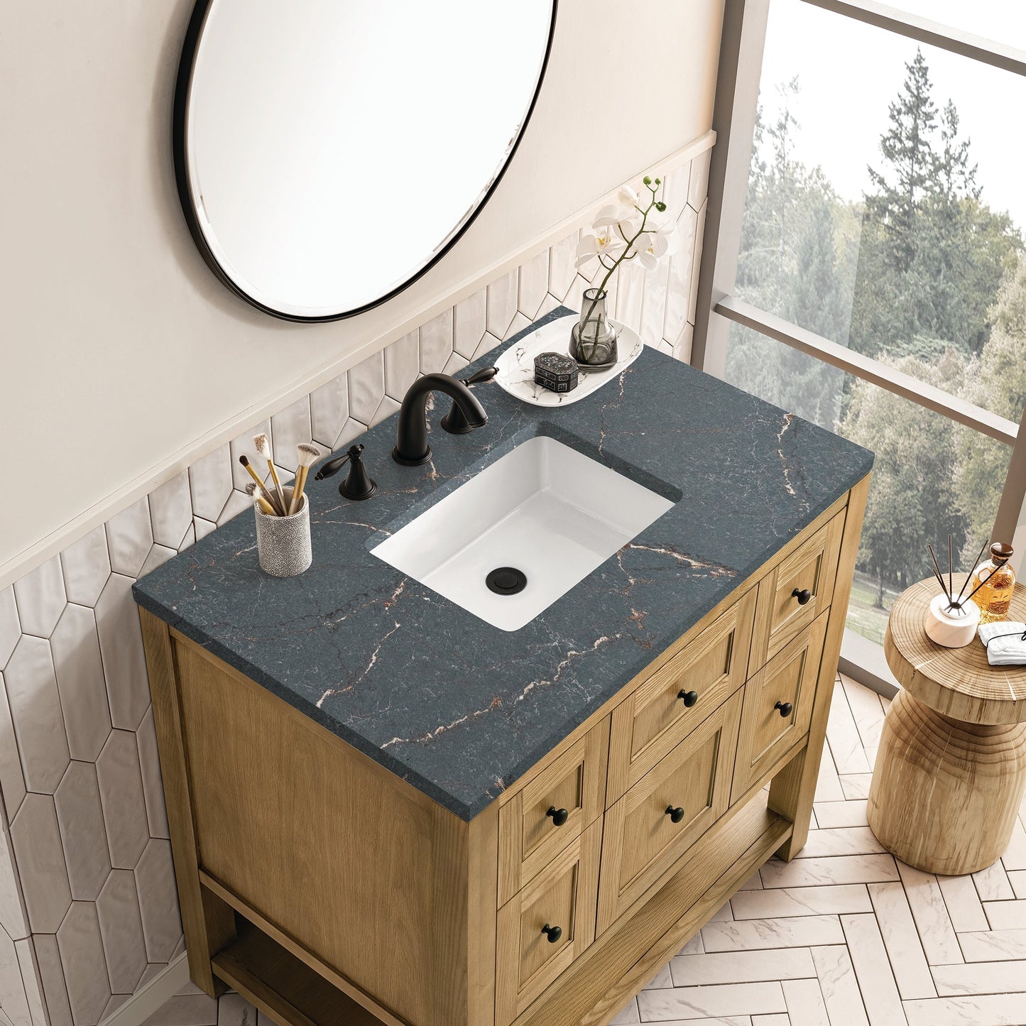 
                  
                    Breckenridge 36" Single Vanity in Light Natural Oak Single Bathroom Vanity James Martin Vanities Parisien Bleu Silestone 
                  
                