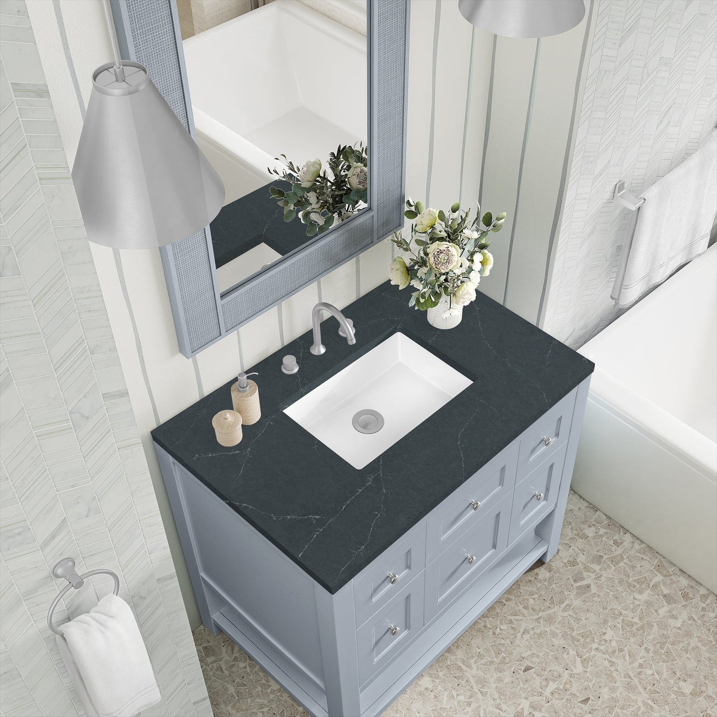 
                  
                    Breckenridge 36" Single Vanity in Serenity Blue Single Bathroom Vanity James Martin Vanities Charcoal Soapstone Silestone 
                  
                