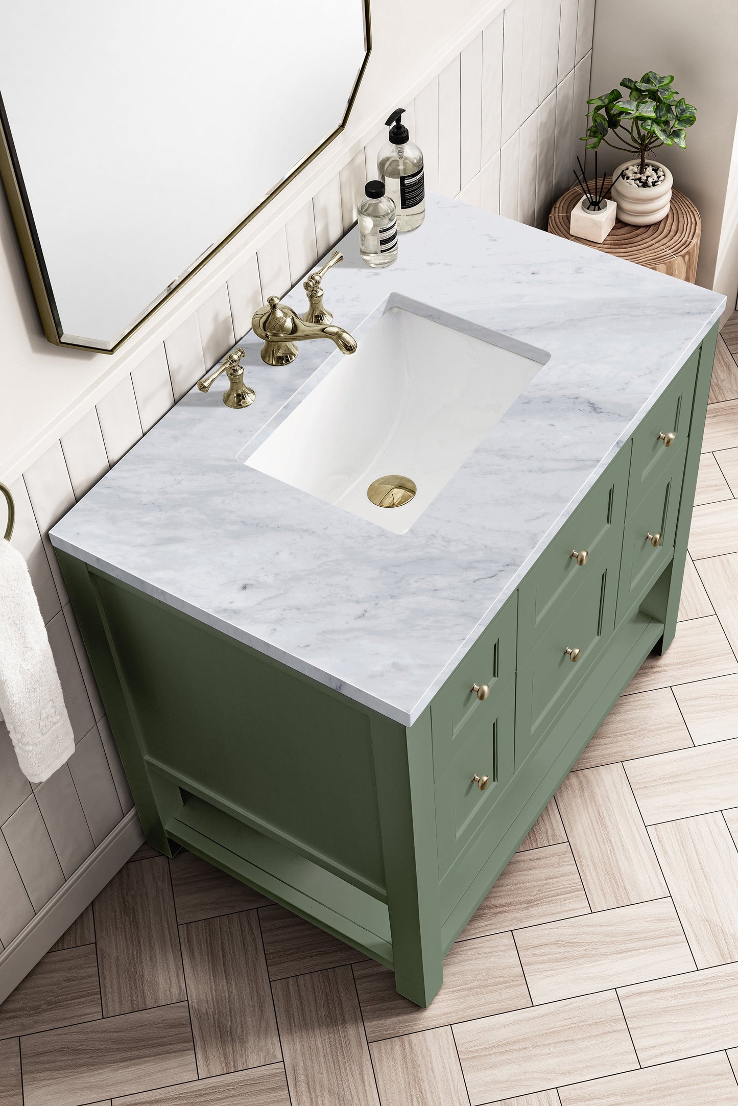 
                  
                    Breckenridge 36" Single Vanity in Smokey Celadon Single Bathroom Vanity James Martin Vanities Carrara White Marble 
                  
                