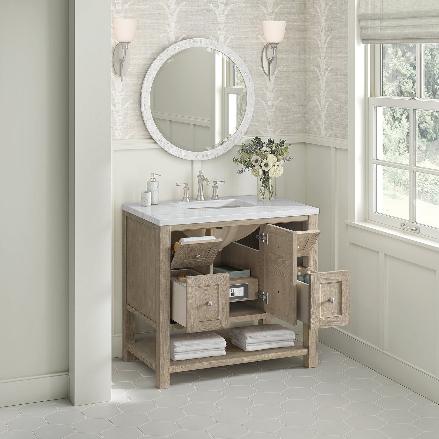 
                  
                    Breckenridge 36" Single Vanity in Whitewashed Oak Single Bathroom Vanity James Martin Vanities 
                  
                