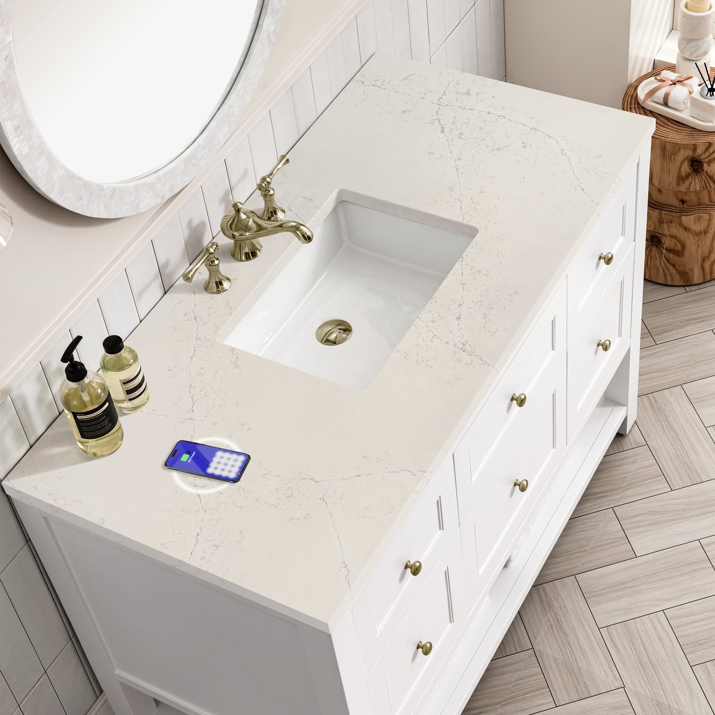 
                  
                    Breckenridge 48" Single Vanity in Bright White Single Bathroom Vanity James Martin Vanities FreePower-Enabled Siberian Silestone 
                  
                