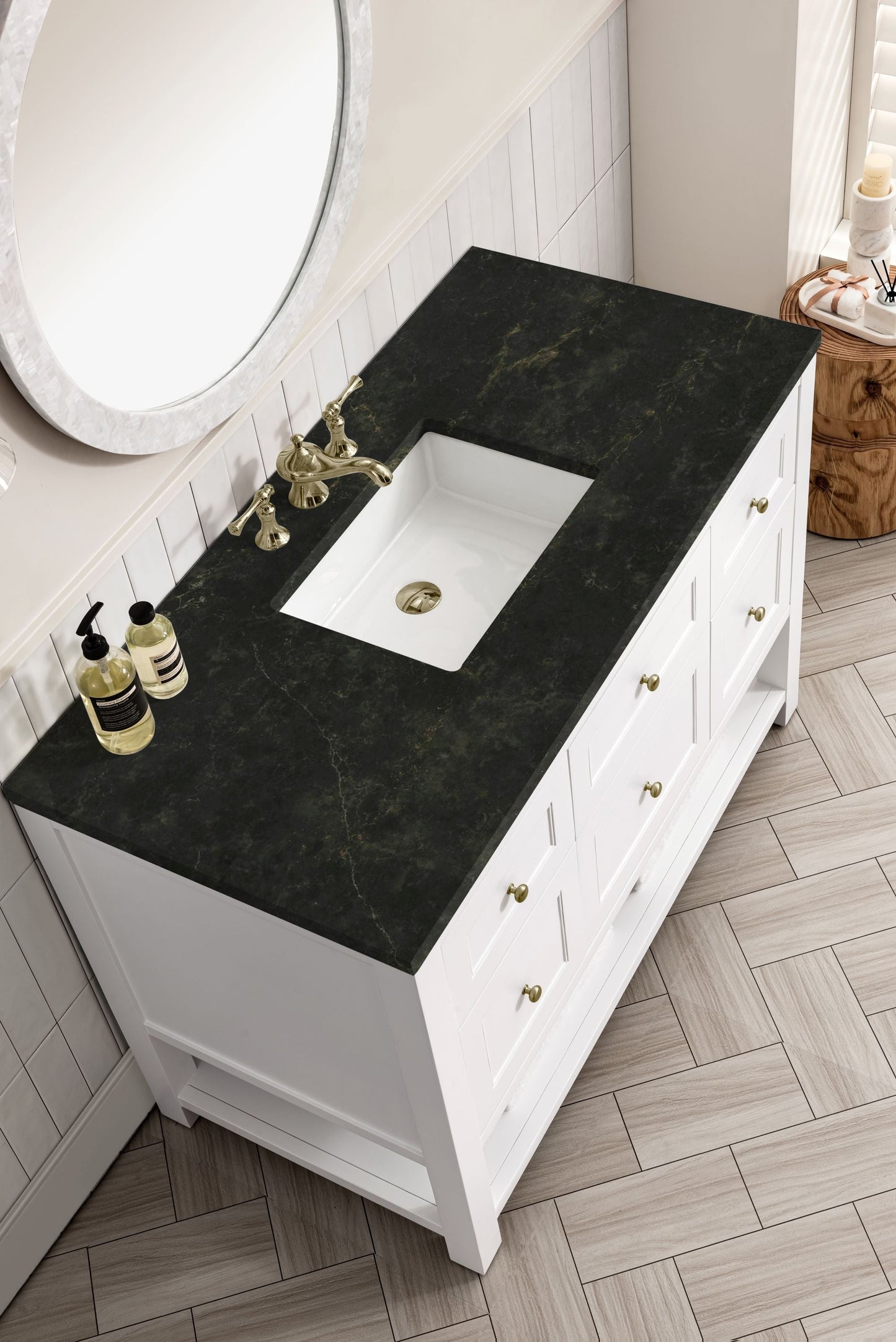 
                  
                    Breckenridge 48" Single Vanity in Bright White Single Bathroom Vanity James Martin Vanities Phantome Eclos 
                  
                
