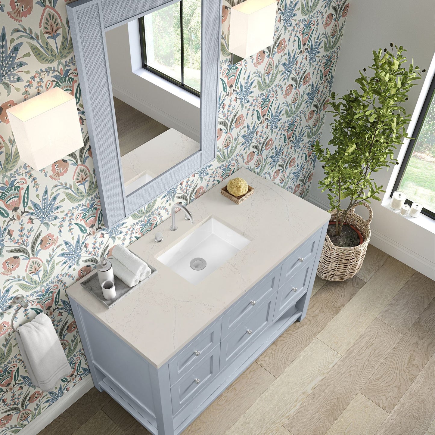 
                  
                    Breckenridge 48" Single Vanity in Serenity Blue Single Bathroom Vanity James Martin Vanities Siberian Silestone 
                  
                