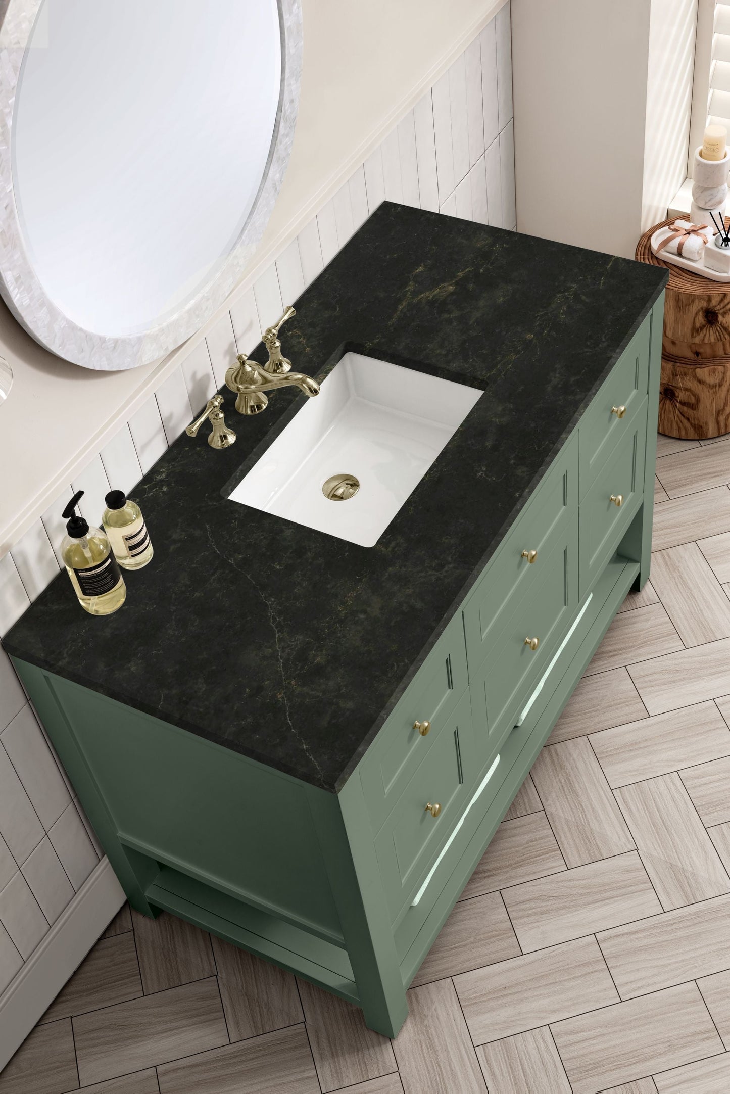 
                  
                    Breckenridge 48" Single Vanity in Smokey Celadon Single Bathroom Vanity James Martin Vanities Phantome Eclos 
                  
                