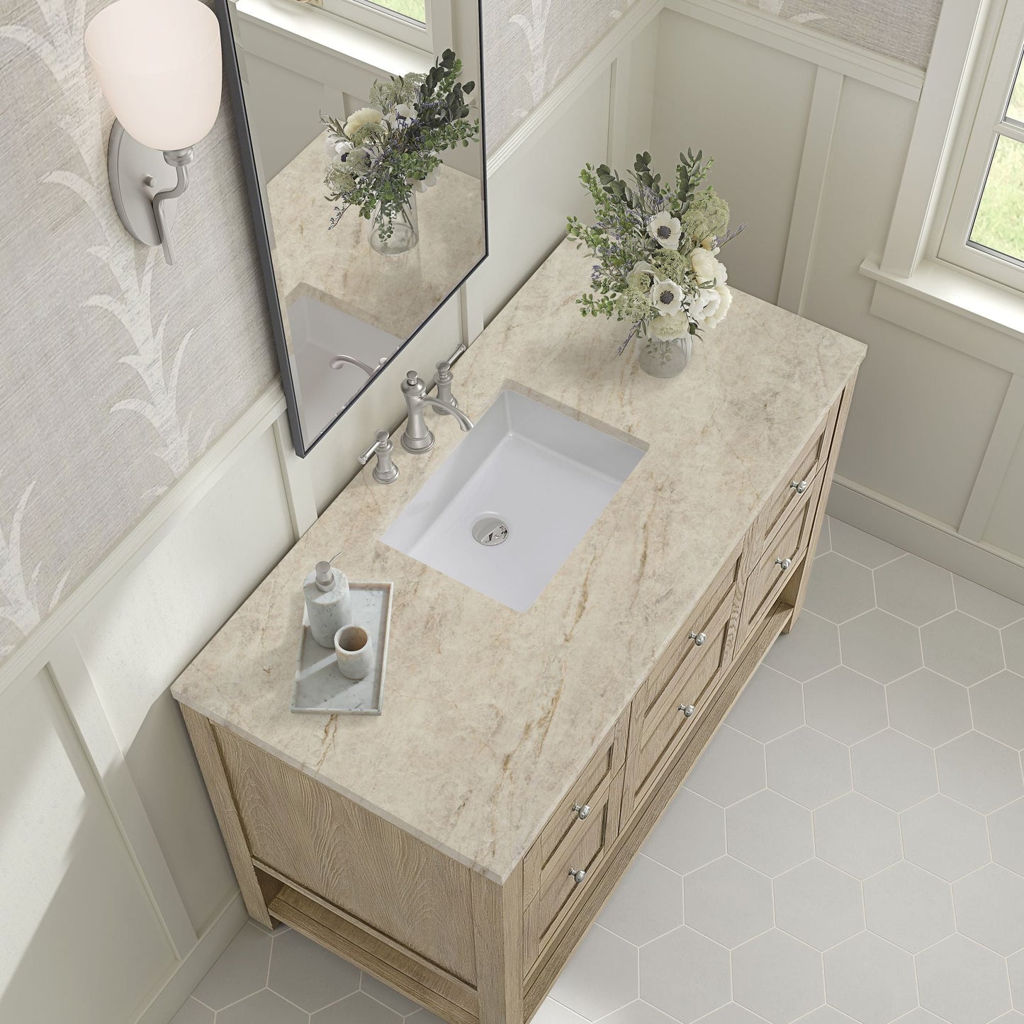 
                  
                    Breckenridge 48" Single Vanity in Whitewashed Oak Single Bathroom Vanity James Martin Vanities Tajnar Eclos 
                  
                