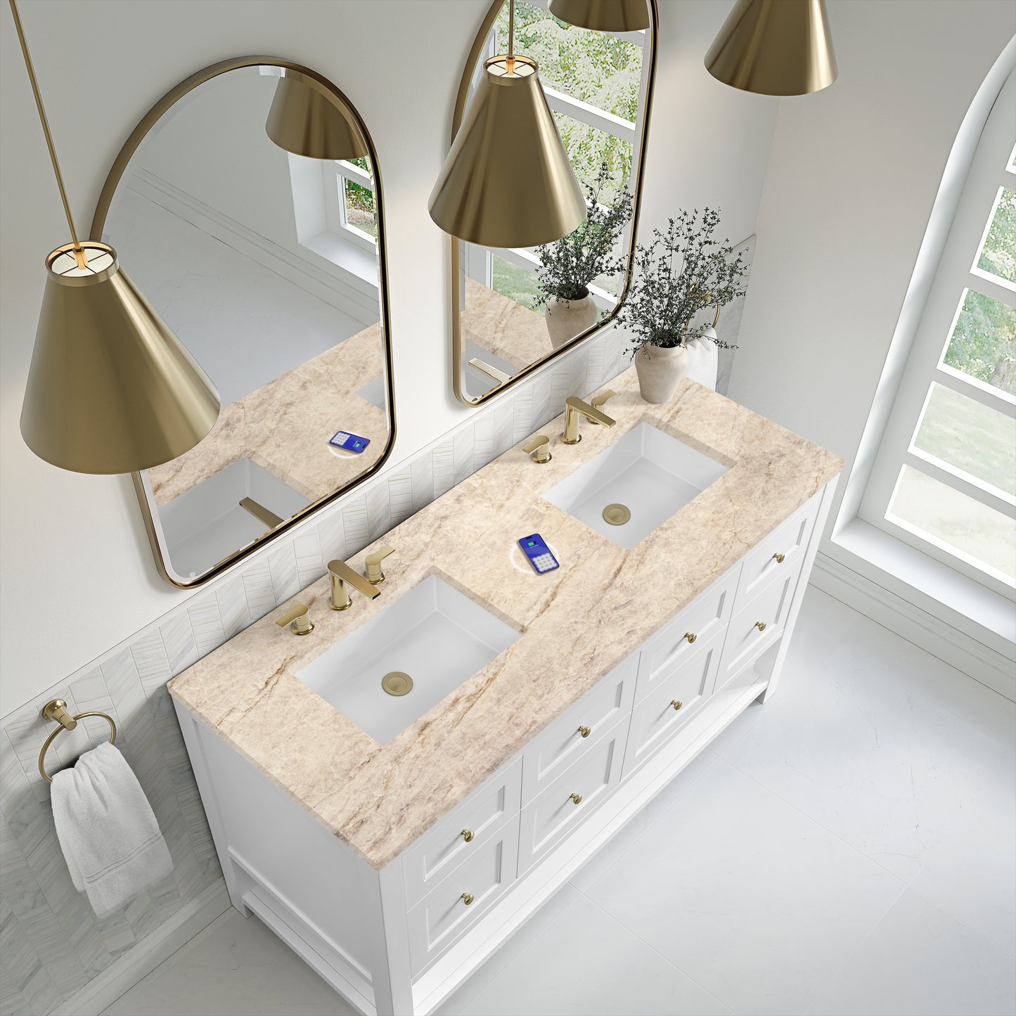 
                  
                    Breckenridge 60" Double Vanity in Bright White Single Bathroom Vanity James Martin Vanities FreePower-Enabled Tajnar Eclos 
                  
                