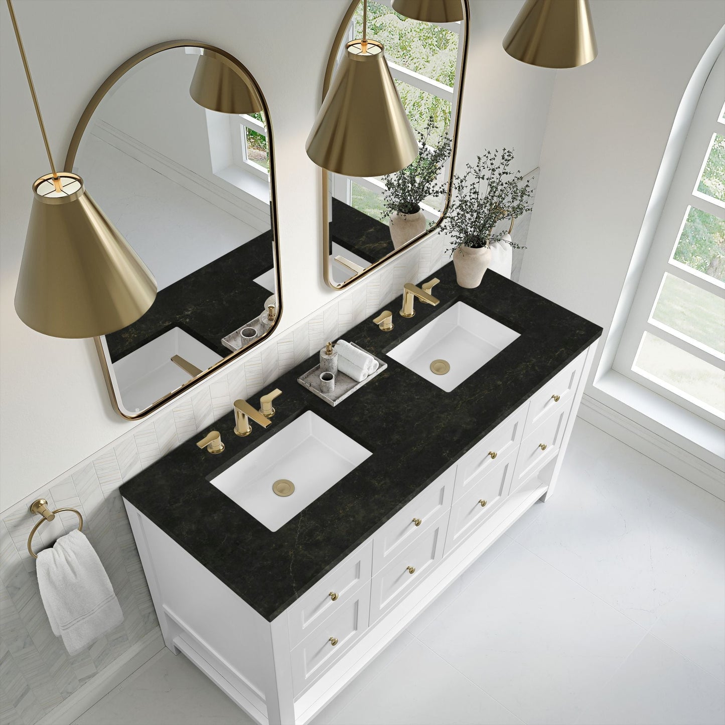 
                  
                    Breckenridge 60" Double Vanity in Bright White Single Bathroom Vanity James Martin Vanities Phantome Eclos 
                  
                
