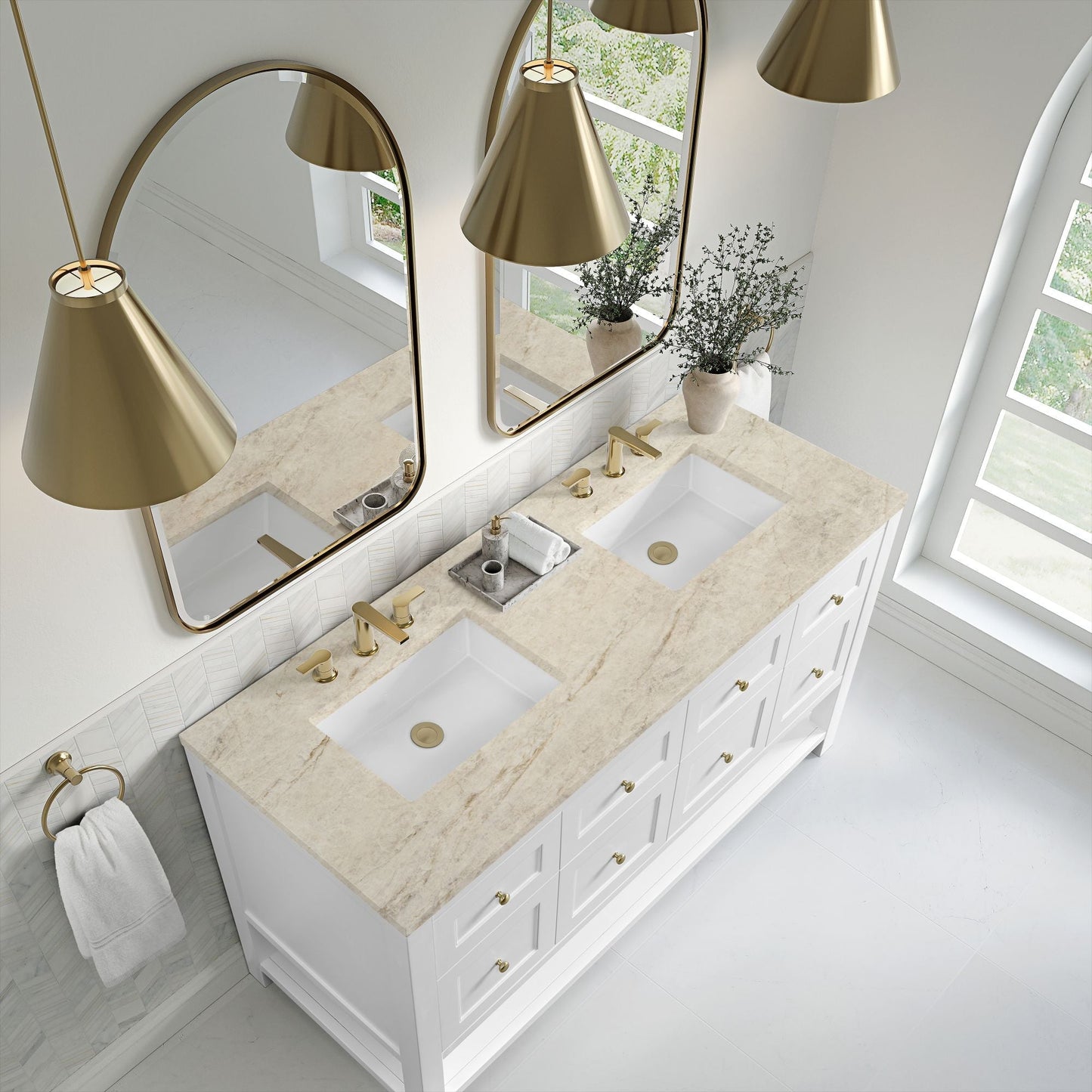 
                  
                    Breckenridge 60" Double Vanity in Bright White Single Bathroom Vanity James Martin Vanities Tajnar Eclos 
                  
                