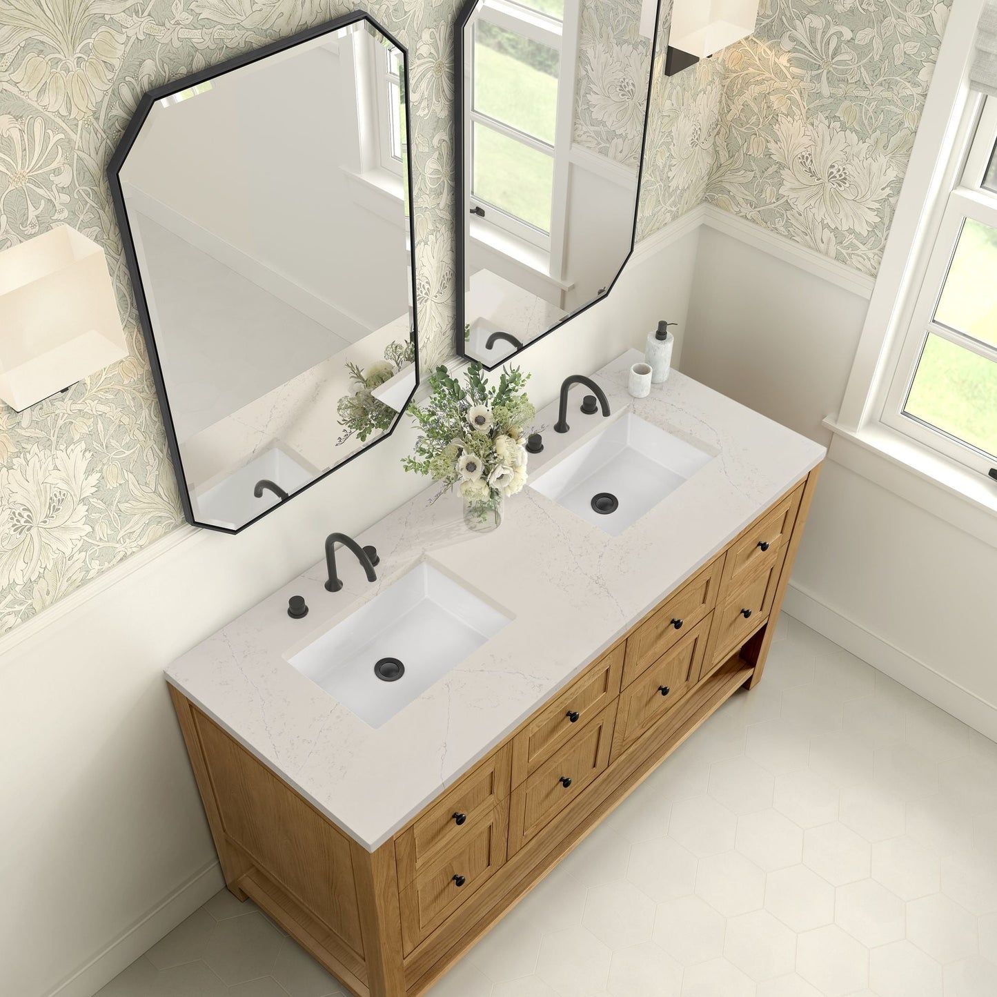 
                  
                    Breckenridge 60" Double Vanity in Light Natural Oak Single Bathroom Vanity James Martin Vanities Siberian Silestone 
                  
                
