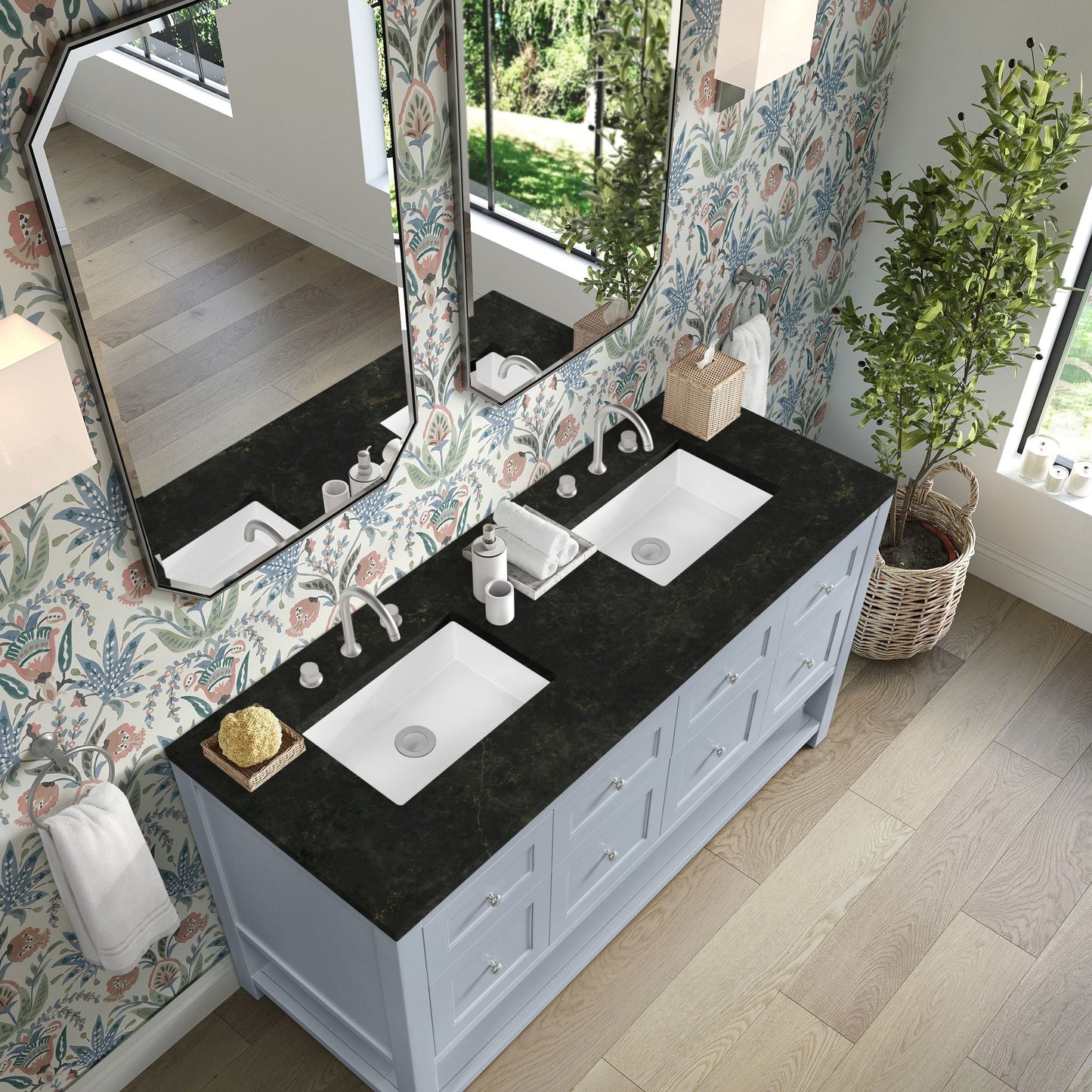 
                  
                    Breckenridge 60" Double Vanity in Serenity Blue Single Bathroom Vanity James Martin Vanities Phantome Eclos 
                  
                