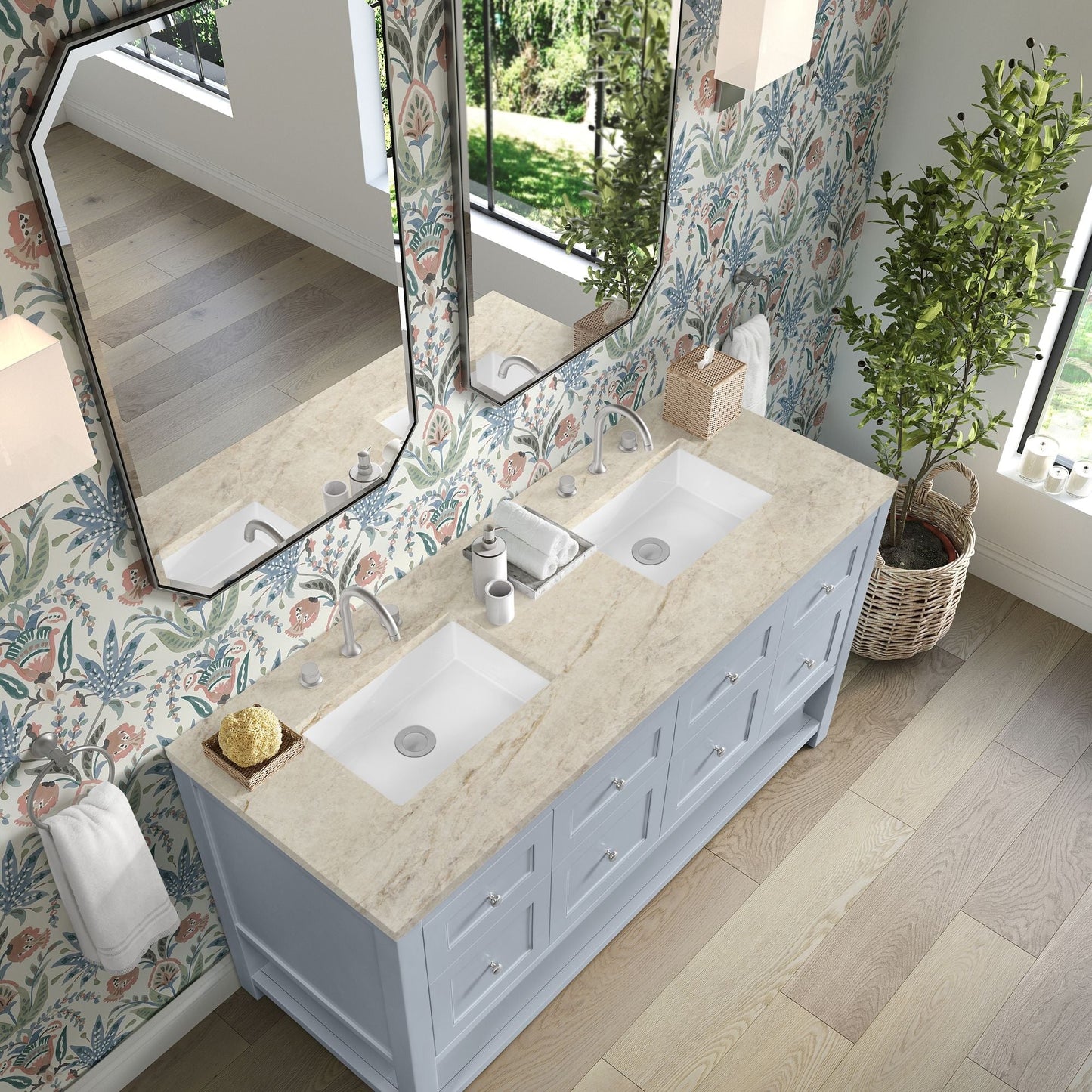 
                  
                    Breckenridge 60" Double Vanity in Serenity Blue Single Bathroom Vanity James Martin Vanities Tajnar Eclos 
                  
                