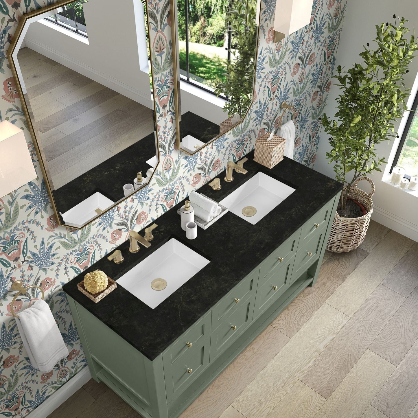 
                  
                    Breckenridge 60" Double Vanity in Smokey Celadon Single Bathroom Vanity James Martin Vanities Phantome Eclos 
                  
                