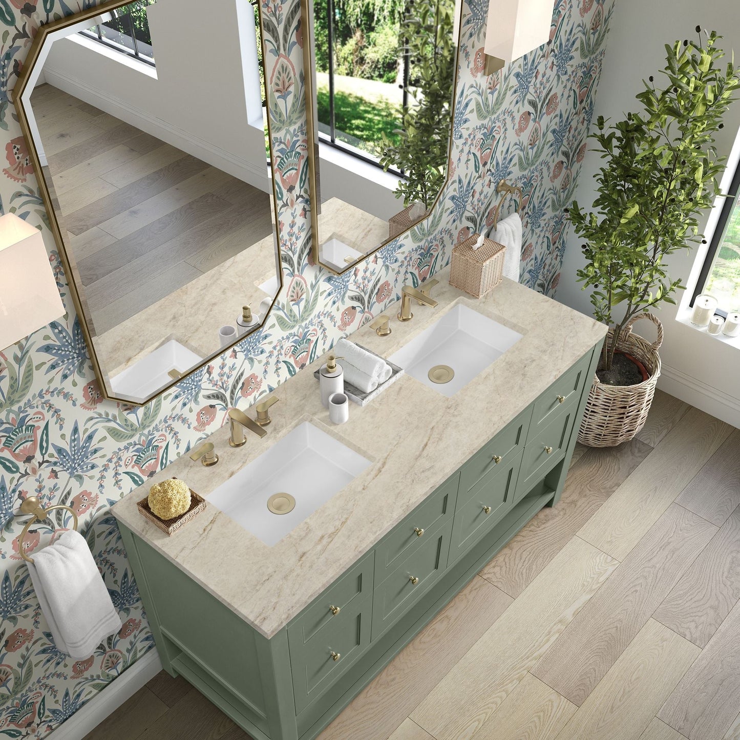 
                  
                    Breckenridge 60" Double Vanity in Smokey Celadon Single Bathroom Vanity James Martin Vanities Tajnar Eclos 
                  
                