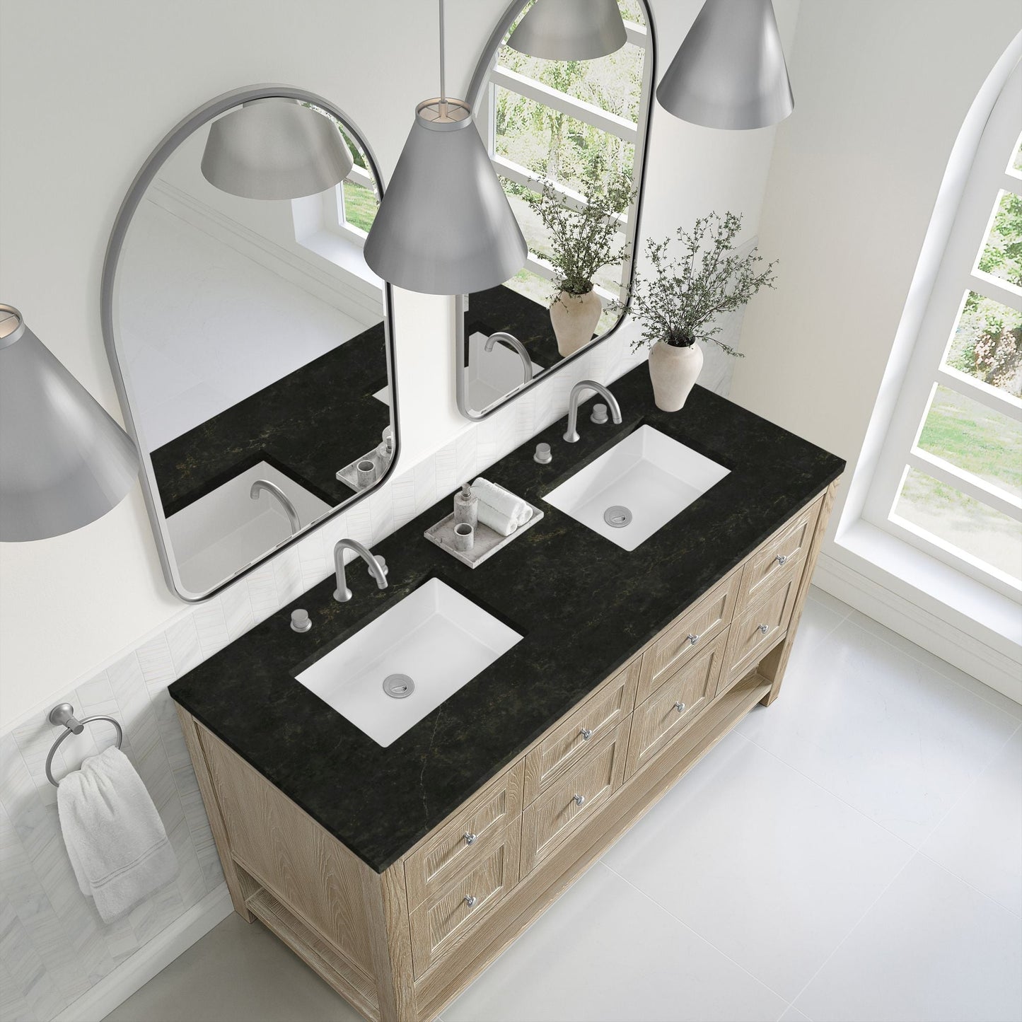 
                  
                    Breckenridge 60" Double Vanity in Whitewashed Oak Single Bathroom Vanity James Martin Vanities Phantome Eclos 
                  
                
