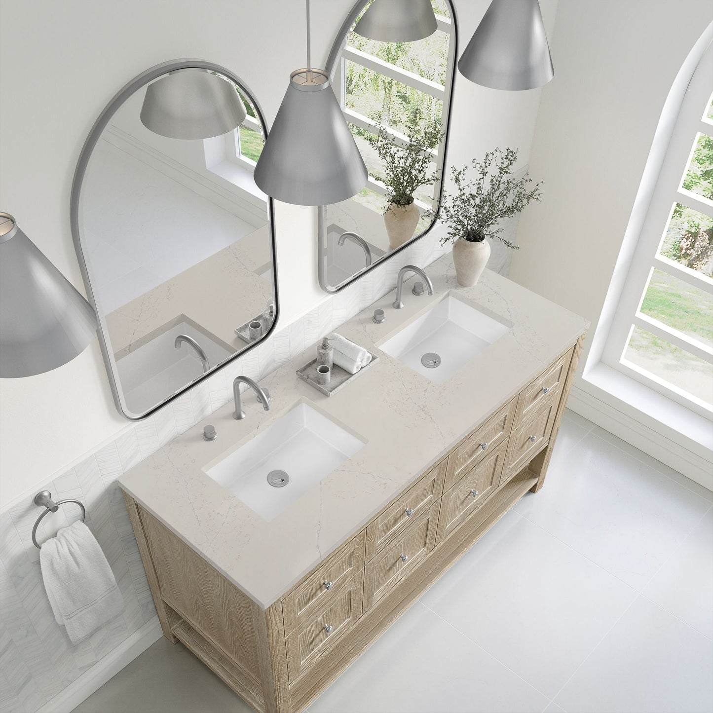 
                  
                    Breckenridge 60" Double Vanity in Whitewashed Oak Single Bathroom Vanity James Martin Vanities Siberian Silestone 
                  
                