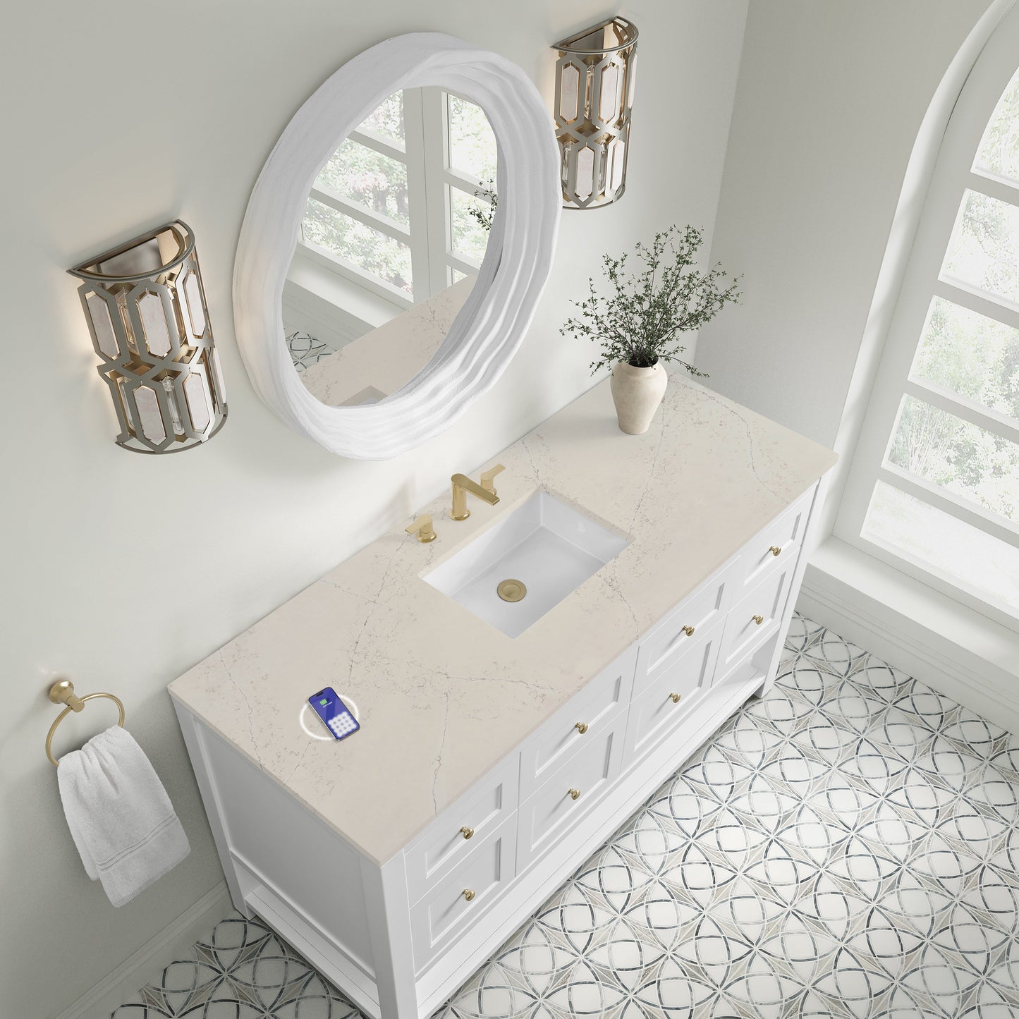 
                  
                    Breckenridge 60" Single Vanity in Bright White Single Bathroom Vanity James Martin Vanities FreePower-Enabled Siberian Silestone 
                  
                