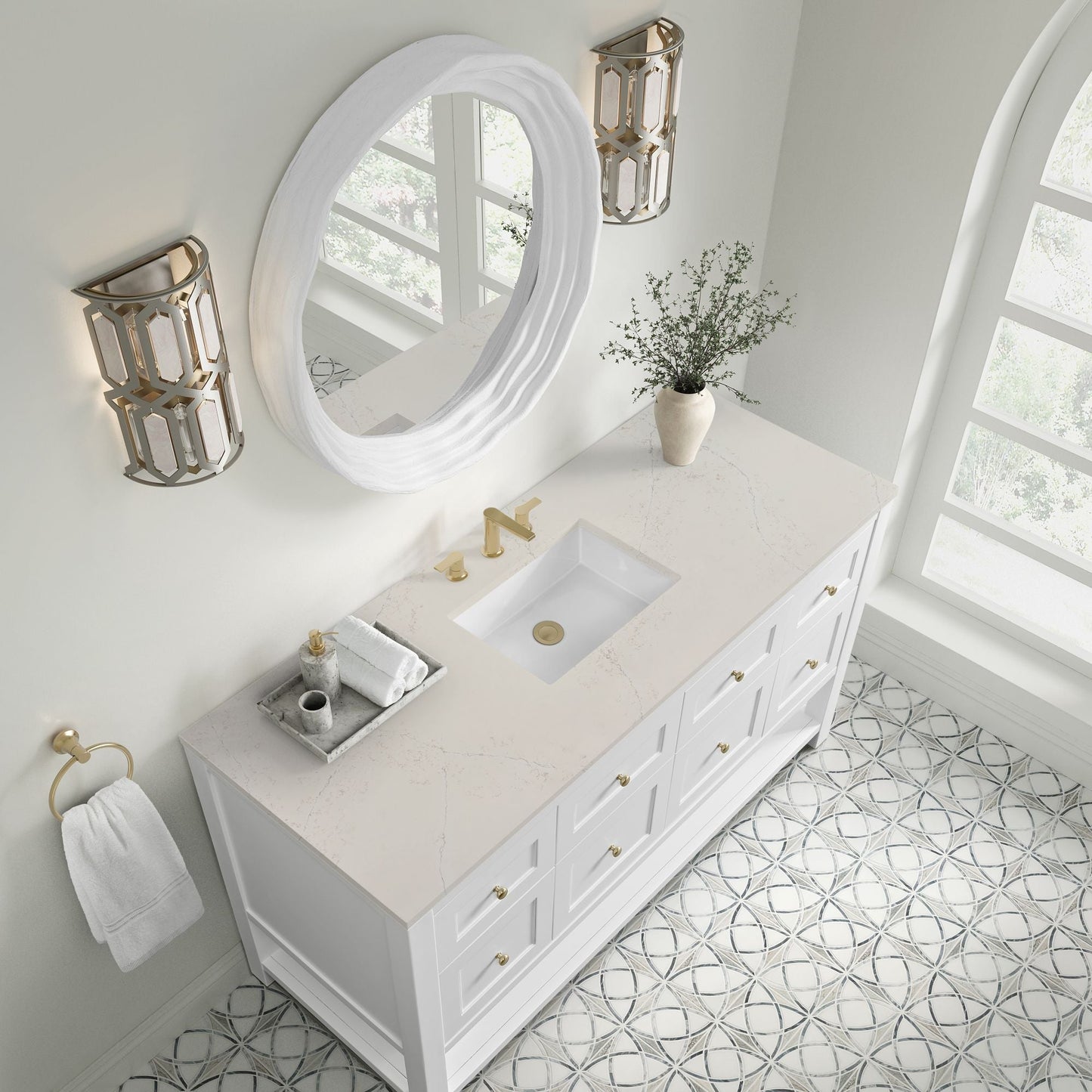 
                  
                    Breckenridge 60" Single Vanity in Bright White Single Bathroom Vanity James Martin Vanities Siberian Silestone 
                  
                