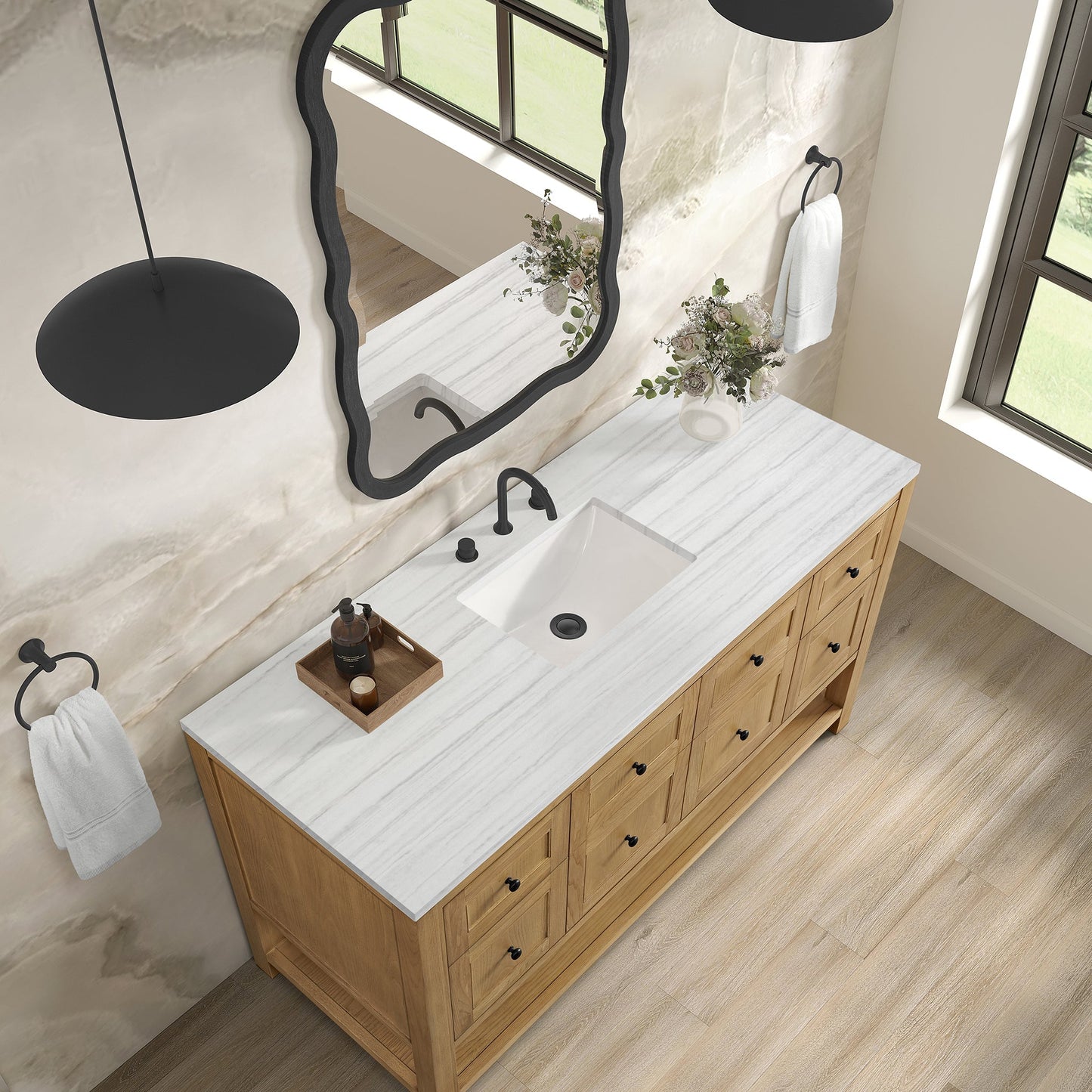 
                  
                    Breckenridge 60" Single Vanity in Light Natural Oak Single Bathroom Vanity James Martin Vanities Arctic Fall Solid Surface 
                  
                