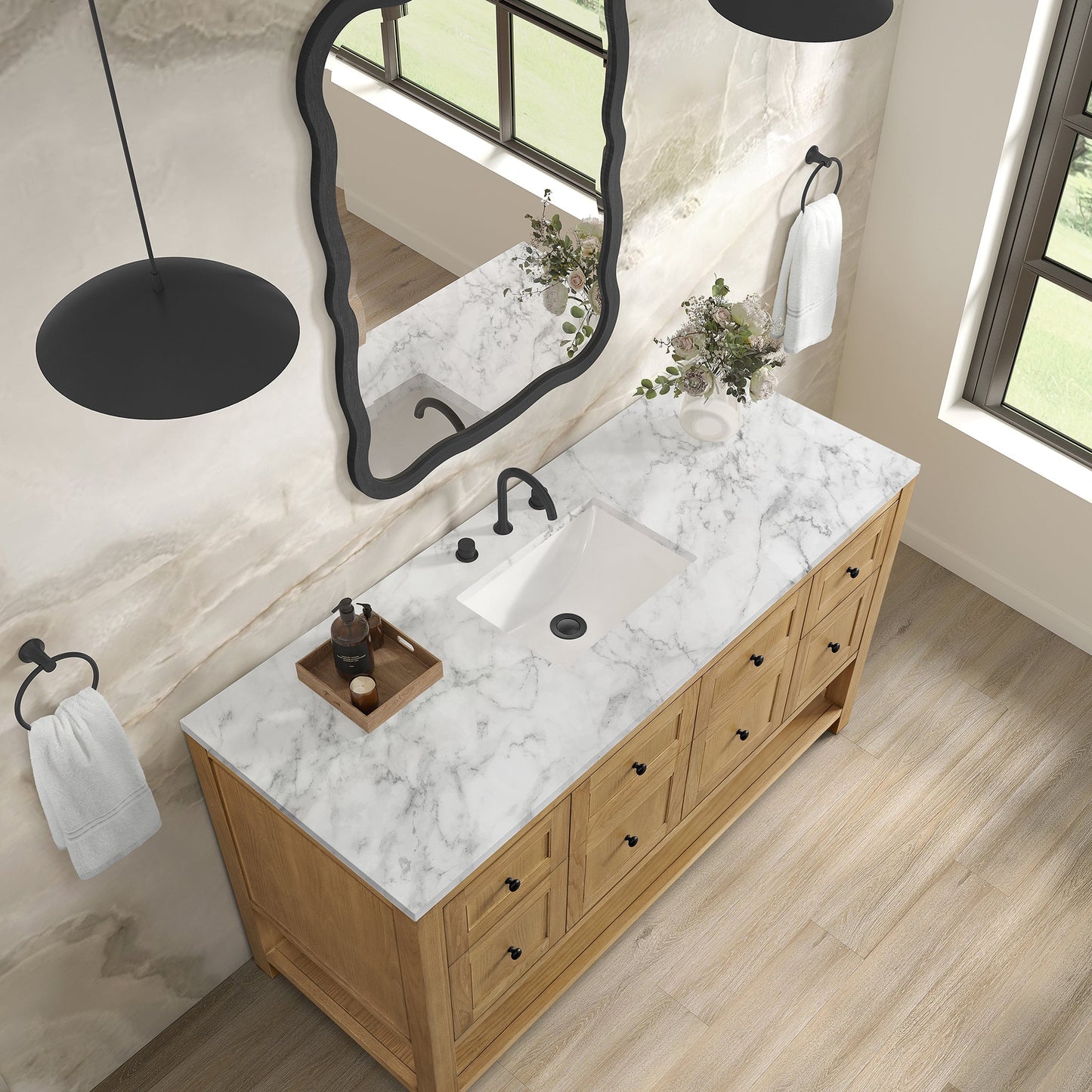 
                  
                    Breckenridge 60" Single Vanity in Light Natural Oak Single Bathroom Vanity James Martin Vanities Carrara White Marble 
                  
                