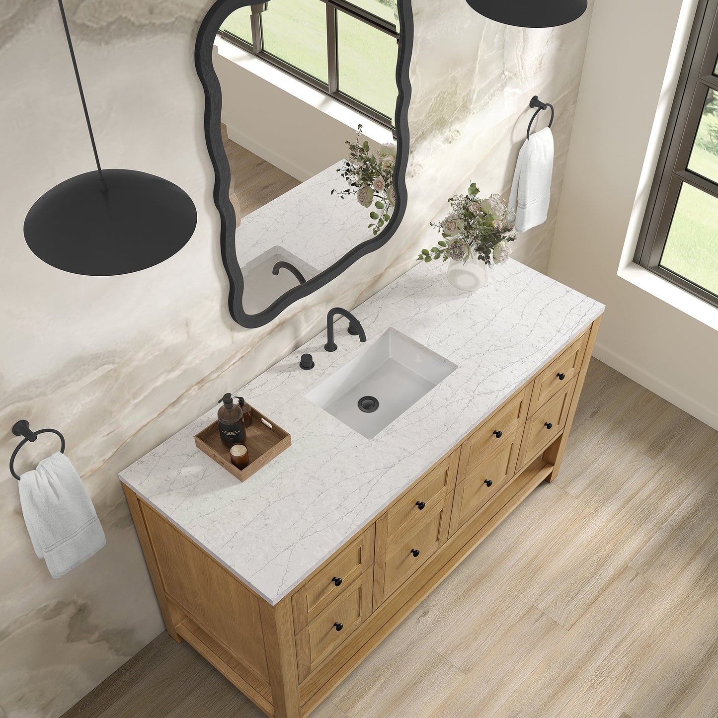
                  
                    Breckenridge 60" Single Vanity in Light Natural Oak Single Bathroom Vanity James Martin Vanities Eternal Jasmine Pearl Silestone 
                  
                