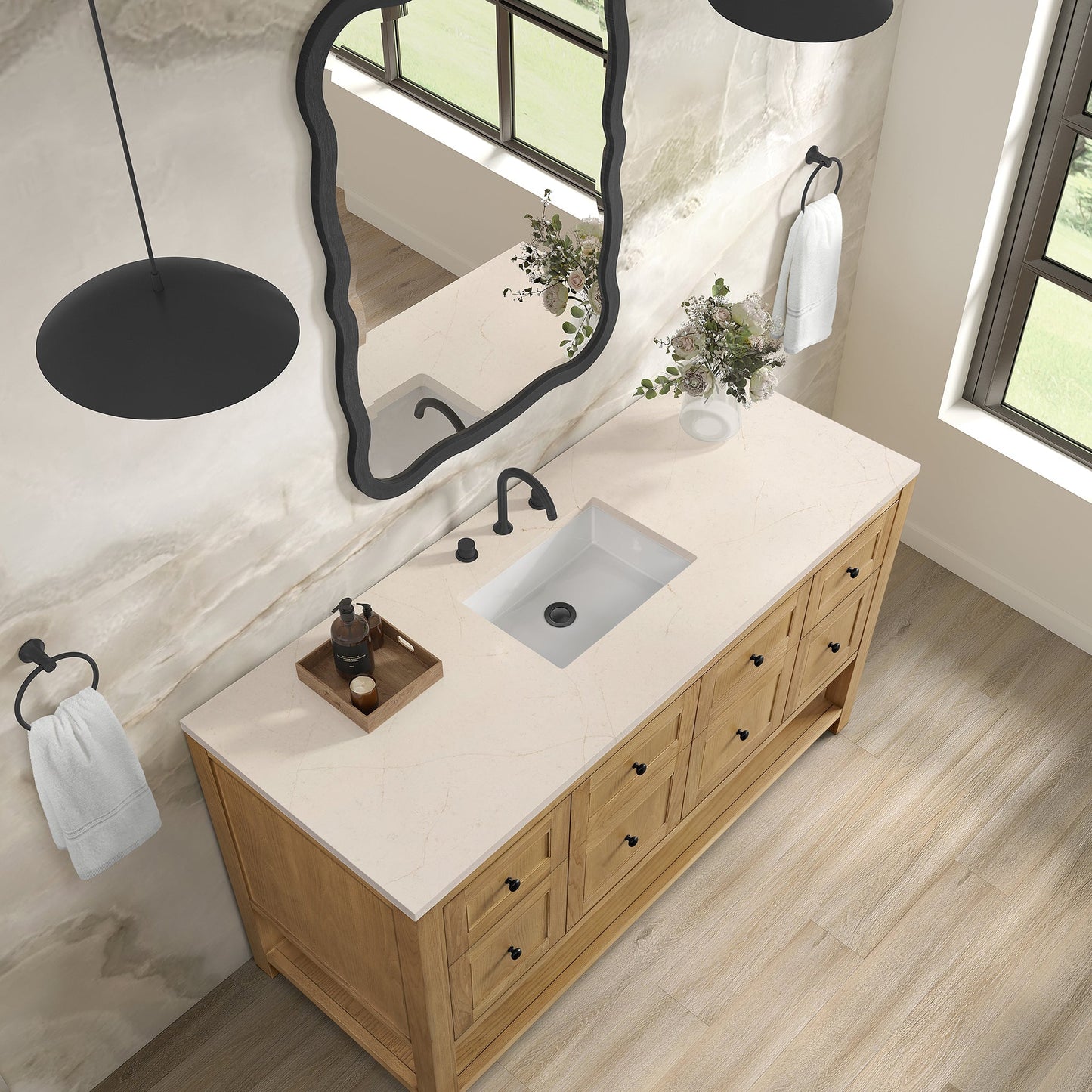 
                  
                    Breckenridge 60" Single Vanity in Light Natural Oak Single Bathroom Vanity James Martin Vanities Eternal Marfil Silestone 
                  
                