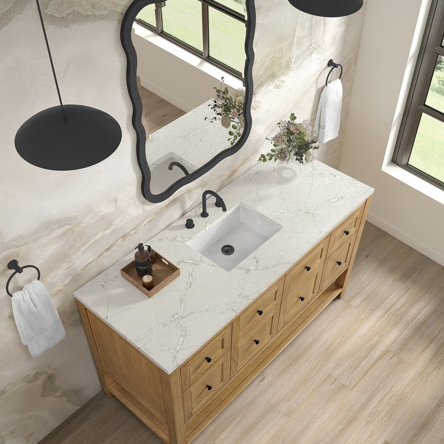 
                  
                    Breckenridge 60" Single Vanity in Light Natural Oak Single Bathroom Vanity James Martin Vanities Victorian Silver Silestone 
                  
                