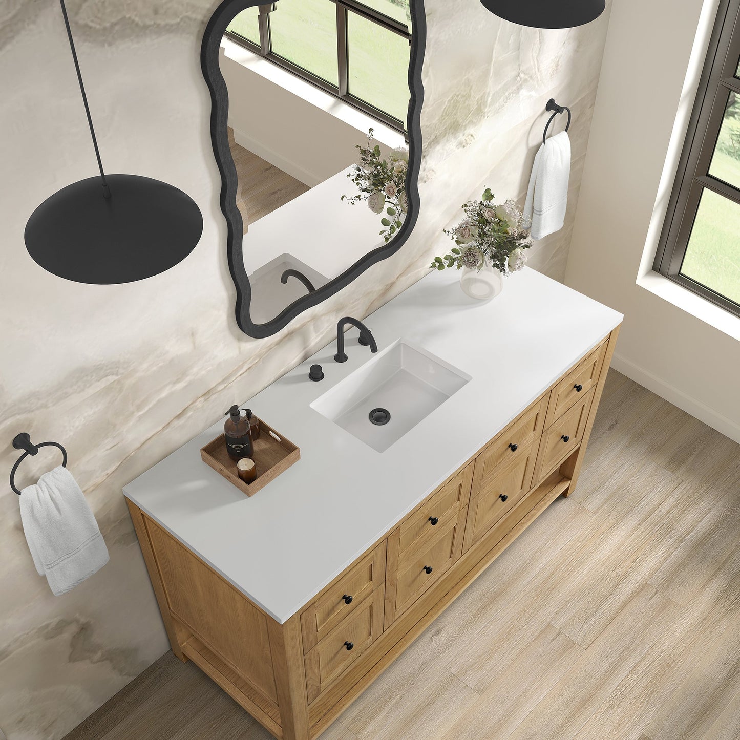 
                  
                    Breckenridge 60" Single Vanity in Light Natural Oak Single Bathroom Vanity James Martin Vanities White Zeus Silestone 
                  
                