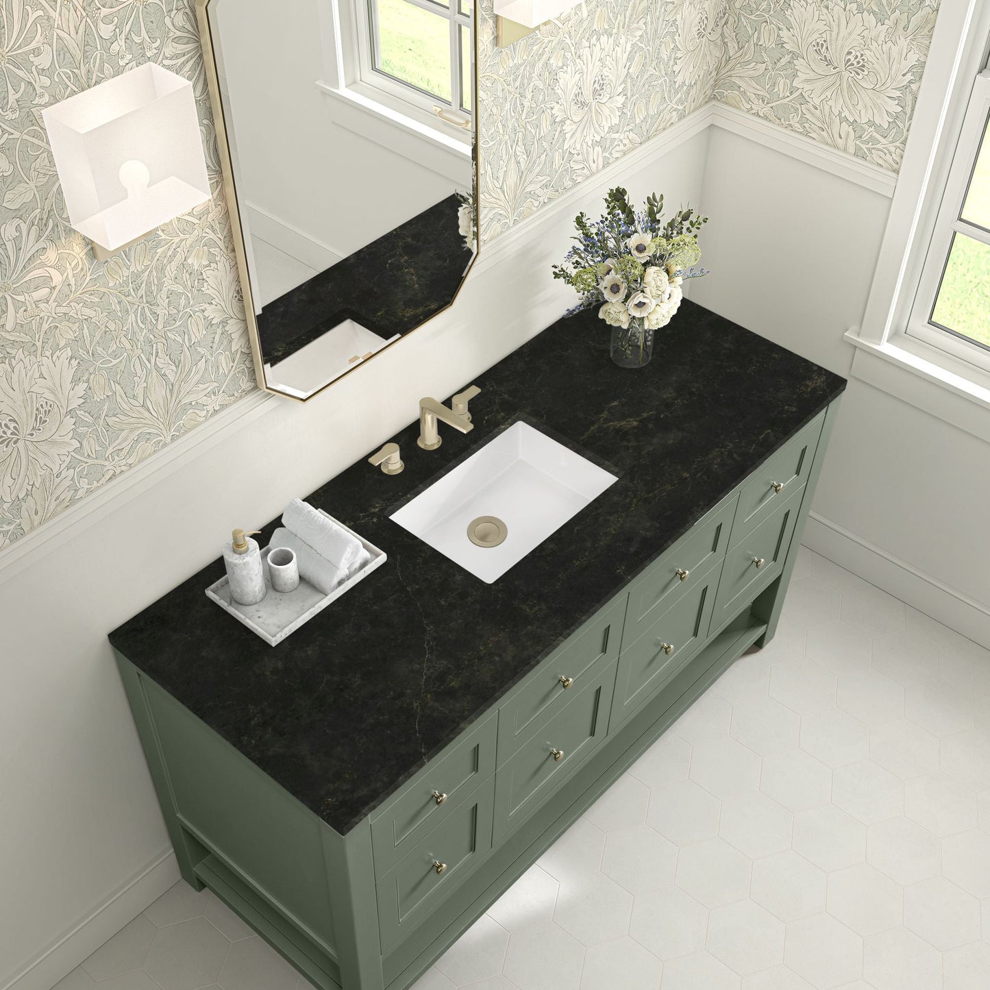 
                  
                    Breckenridge 60" Single Vanity in Smokey Celadon Single Bathroom Vanity James Martin Vanities Phantome Eclos 
                  
                