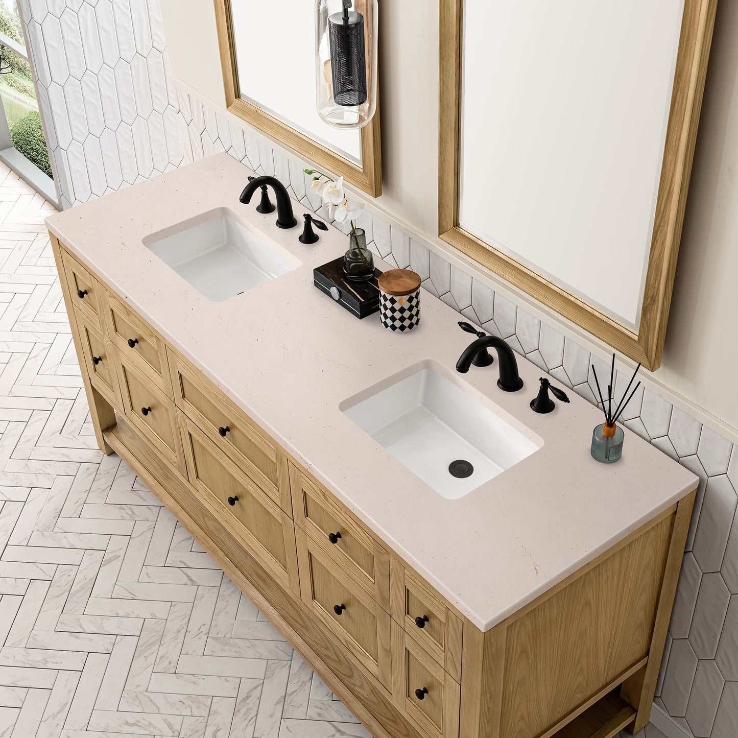 
                  
                    Breckenridge 72" Double Vanity in Light Natural Oak Double Bathroom Vanity James Martin Vanities Eternal Marfil Silestone 
                  
                