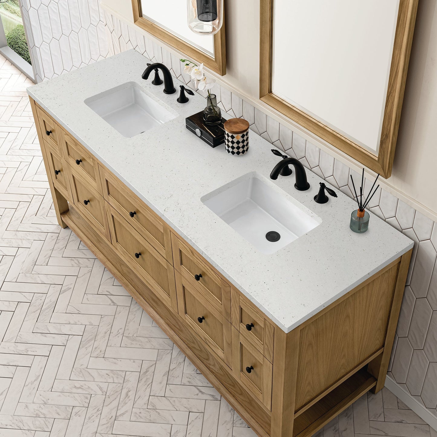 
                  
                    Breckenridge 72" Double Vanity in Light Natural Oak Double Bathroom Vanity James Martin Vanities Lime Delight Silestone 
                  
                