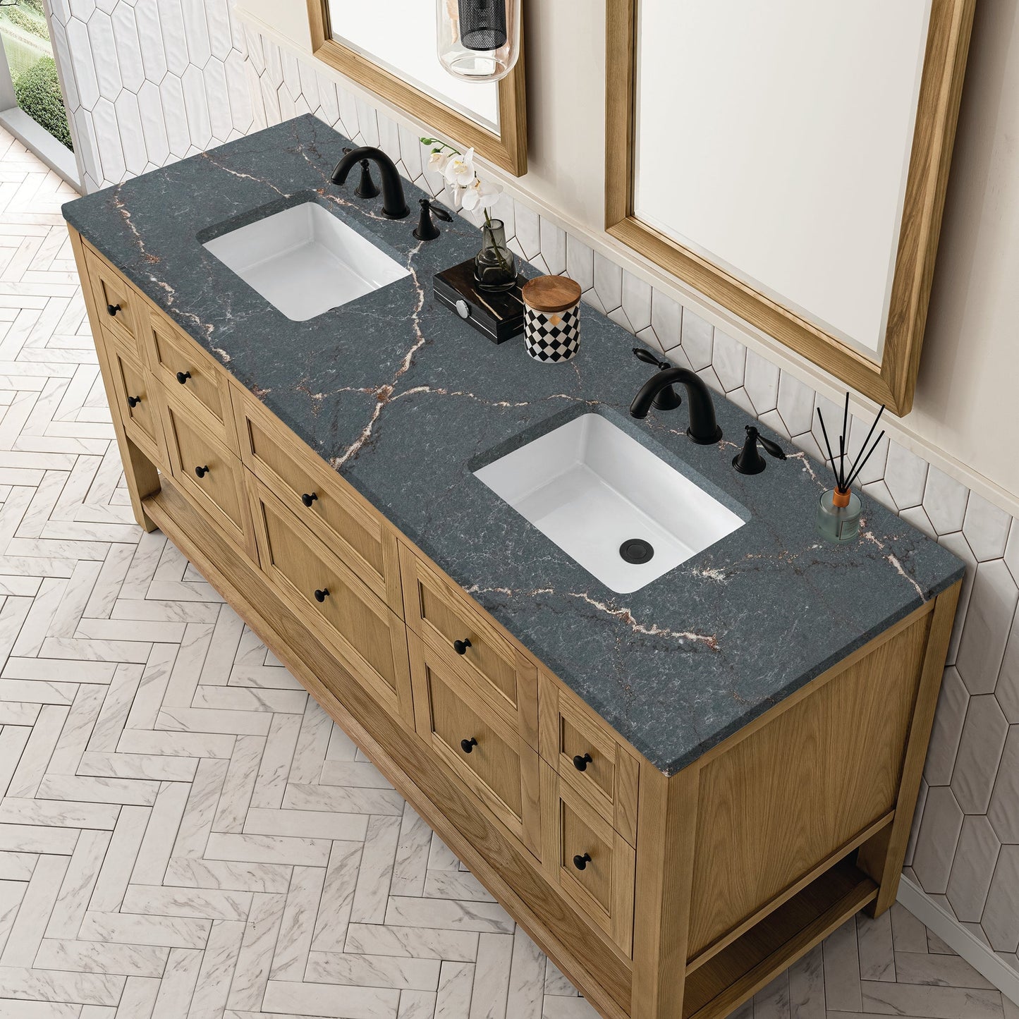 
                  
                    Breckenridge 72" Double Vanity in Light Natural Oak Double Bathroom Vanity James Martin Vanities Parisien Bleu Silestone 
                  
                