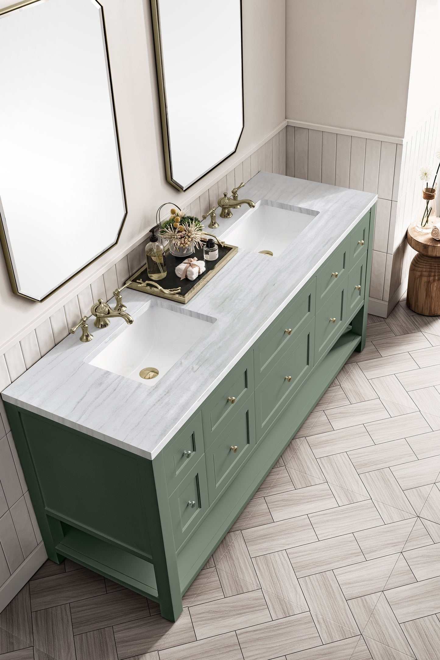 
                  
                    Breckenridge 72" Double Vanity in Smokey Celadon Double Bathroom Vanity James Martin Vanities Arctic Fall Solid Surface 
                  
                