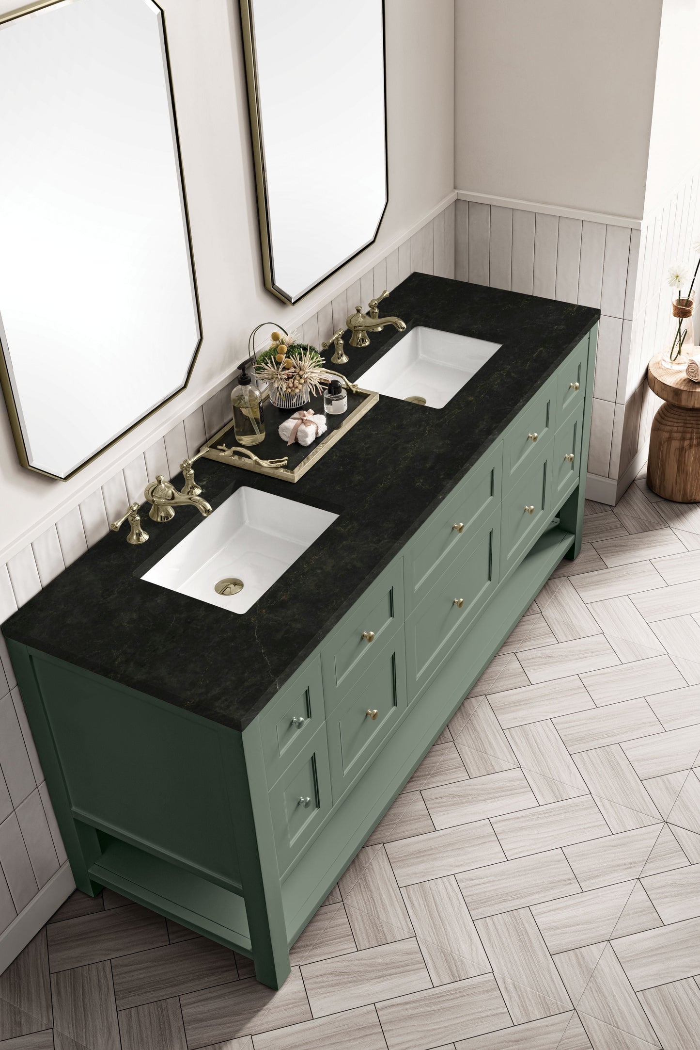 
                  
                    Breckenridge 72" Double Vanity in Smokey Celadon Double Bathroom Vanity James Martin Vanities Phantome Eclos 
                  
                