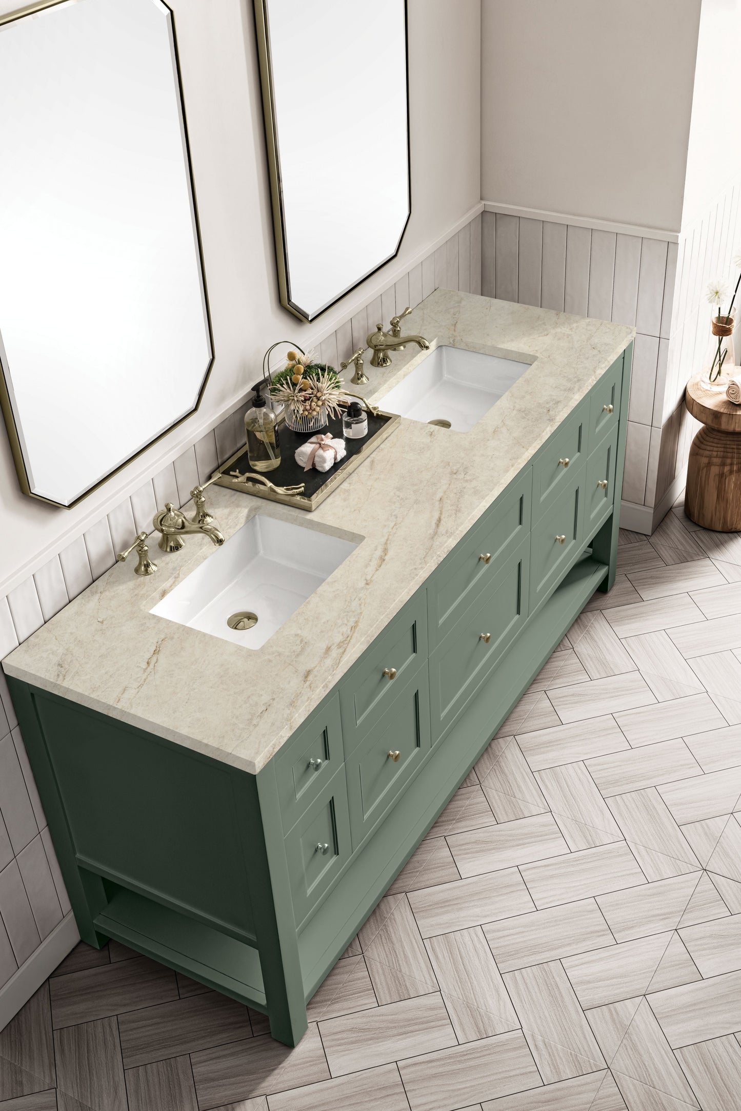 
                  
                    Breckenridge 72" Double Vanity in Smokey Celadon Double Bathroom Vanity James Martin Vanities Tajnar Eclos 
                  
                