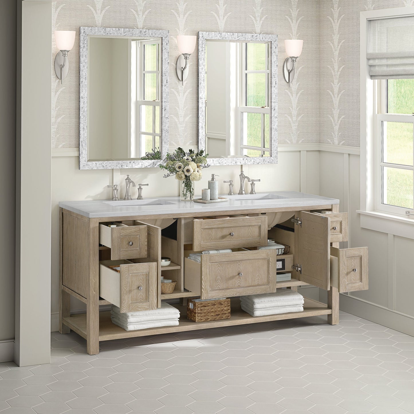 
                  
                    Breckenridge 72" Double Vanity in Whitewashed Oak Double Bathroom Vanity James Martin Vanities 
                  
                