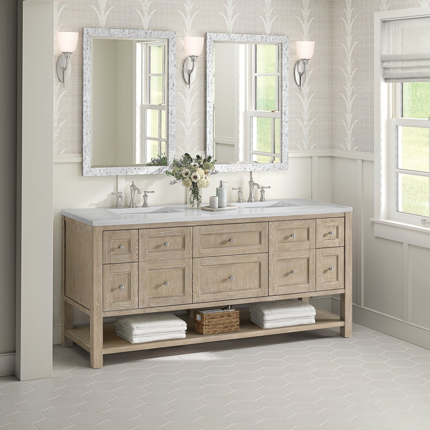
                  
                    Breckenridge 72" Double Vanity in Whitewashed Oak Double Bathroom Vanity James Martin Vanities 
                  
                