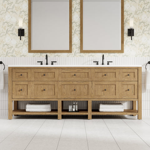 Breckenridge 84" Double Vanity in Light Natural Oak Double Bathroom Vanity James Martin Vanities 