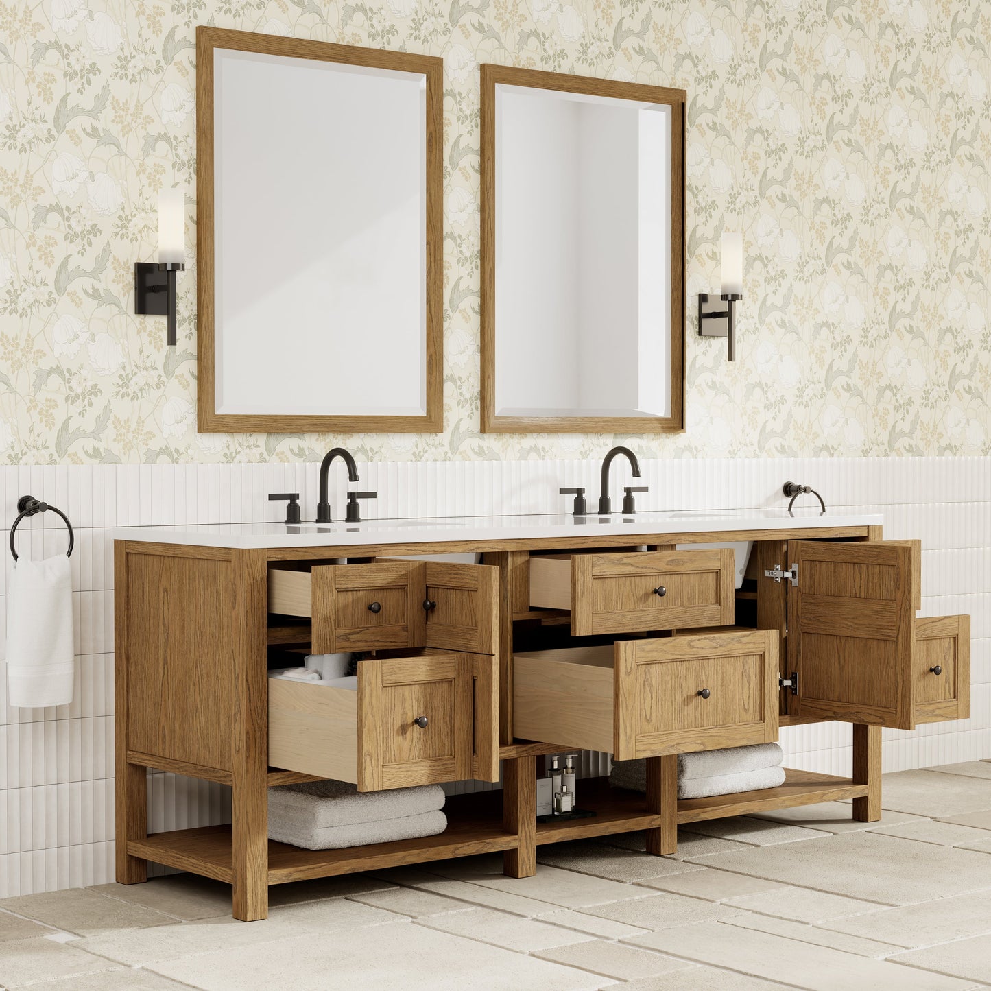 
                  
                    Breckenridge 84" Double Vanity in Light Natural Oak Double Bathroom Vanity James Martin Vanities 
                  
                