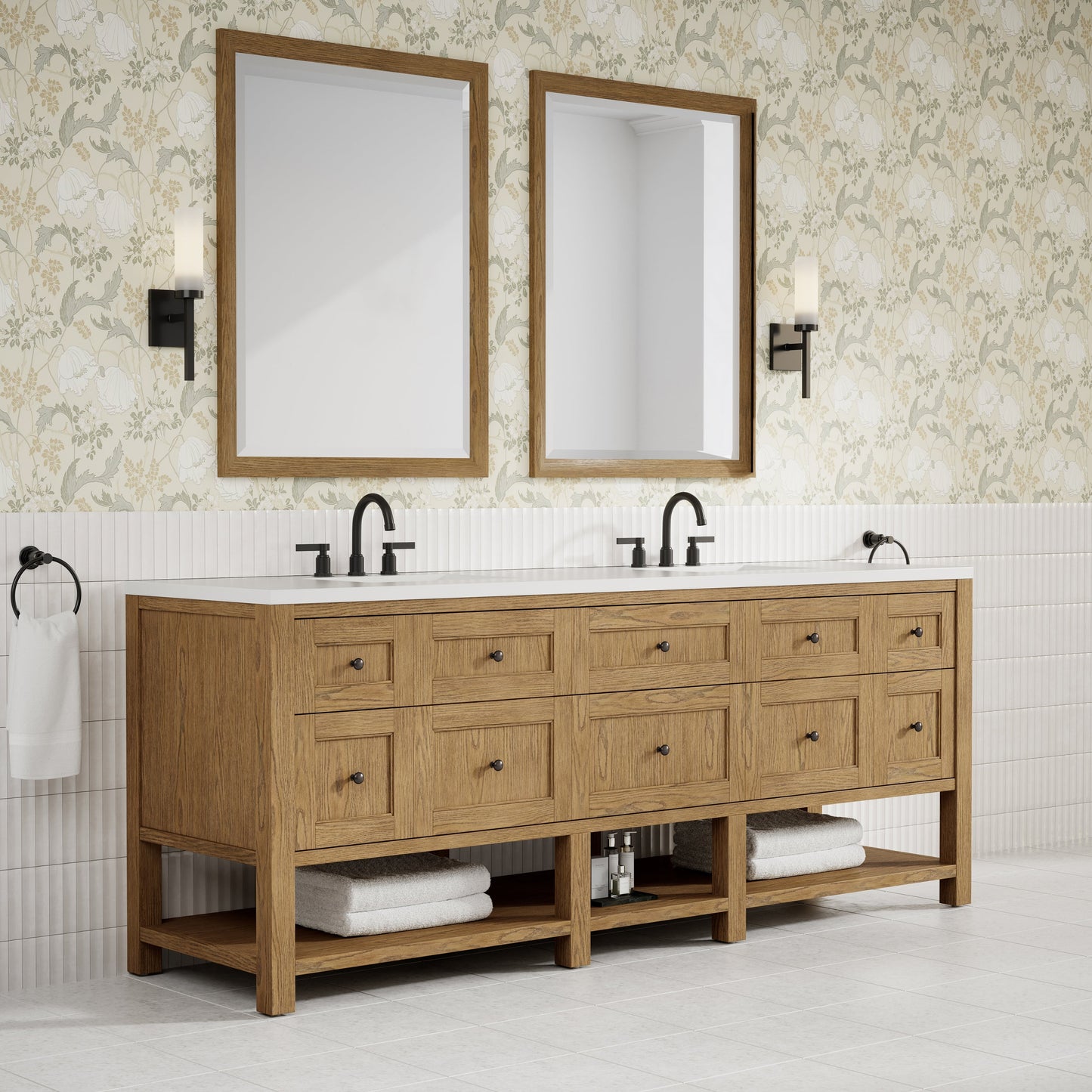 
                  
                    Breckenridge 84" Double Vanity in Light Natural Oak Double Bathroom Vanity James Martin Vanities 
                  
                